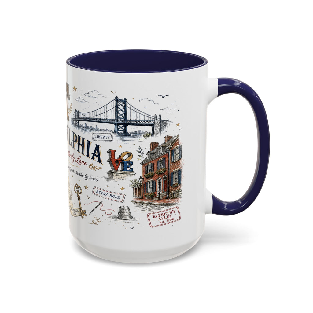 Philadelphia Coffee Mug | Pennsylvania Souvenir City Gift | Accent Color Ceramic 11oz 15oz