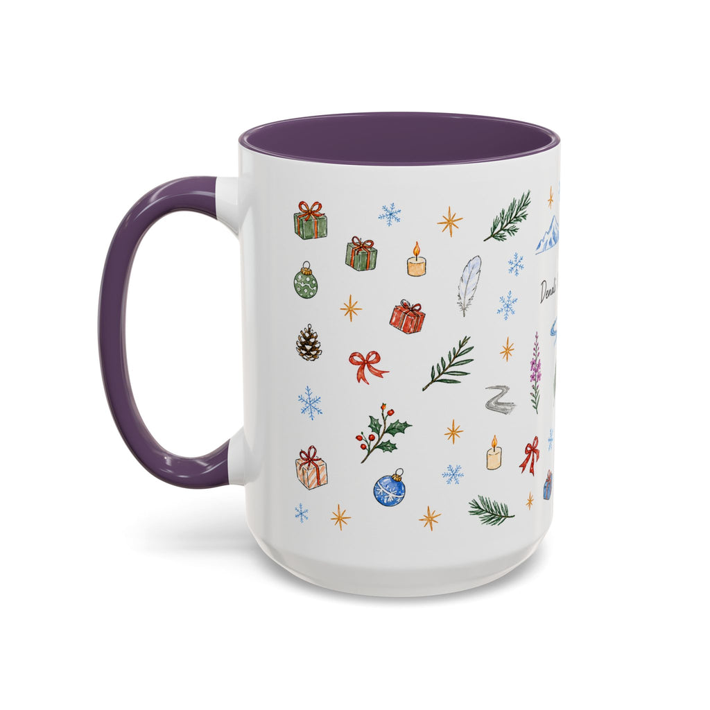 Denali National Park Christmas Mug | Watercolor Travel Souvenir | Holiday Gift | Accent Ceramic Coffee Cup 11oz 15oz