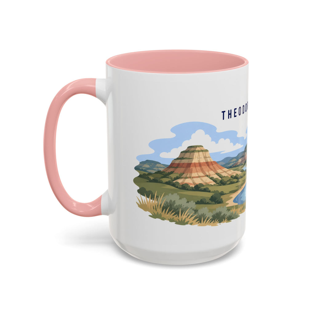 Theodore Roosevelt National Park Coffee Mug | Solid Color Block Park Souvenir | 11oz 15oz Accent Mug