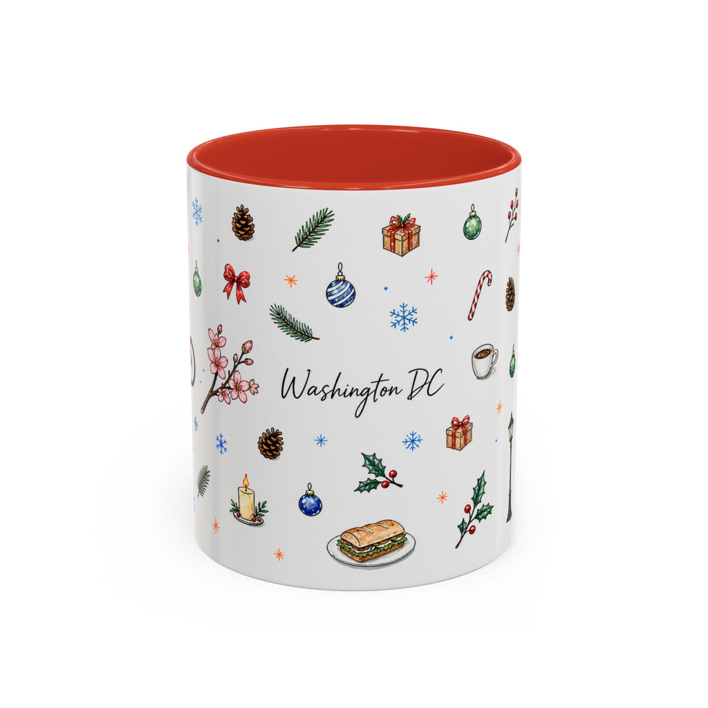 Washington DC Christmas Mug | Watercolor City Souvenir | Ceramic Coffee Cup 11oz 15oz