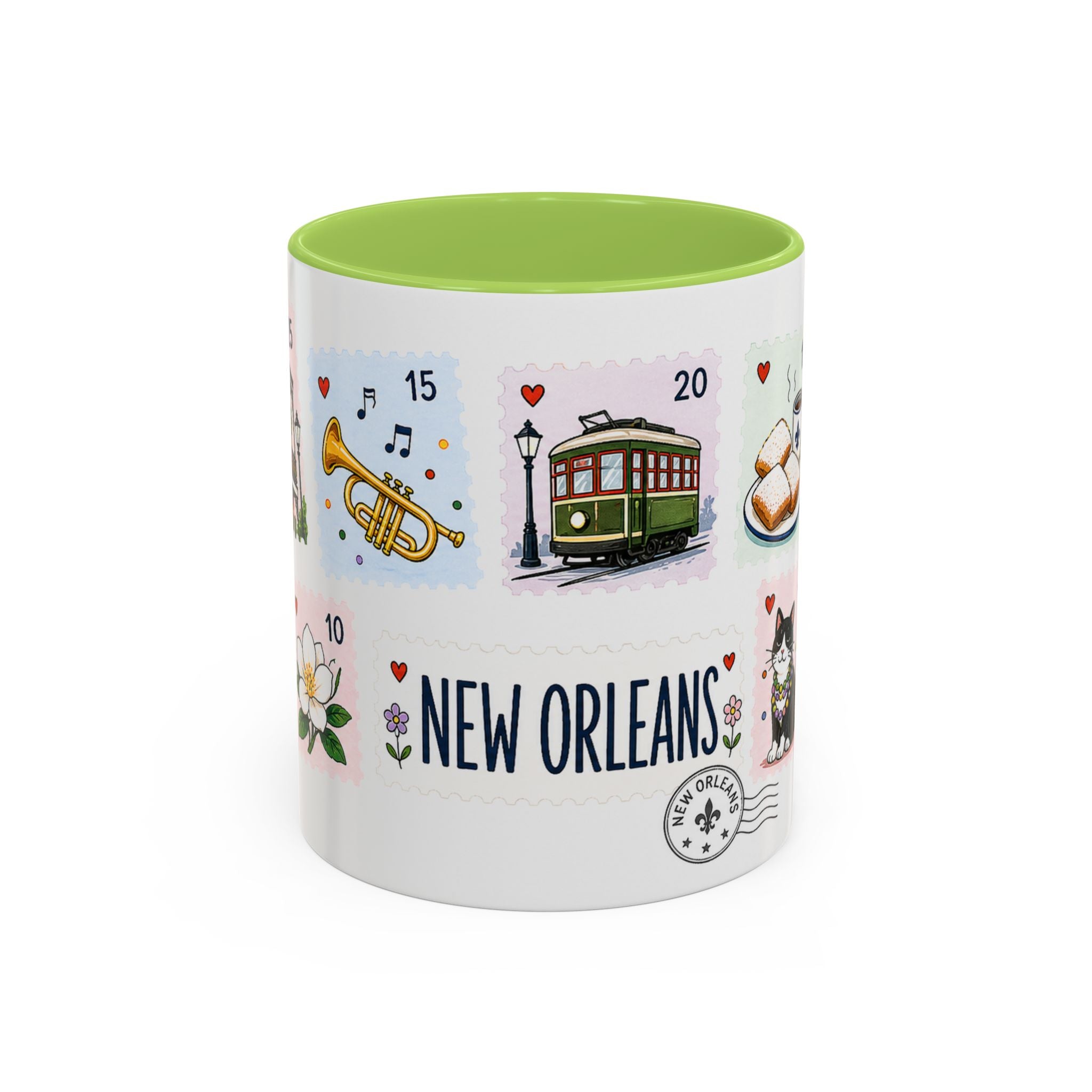 New Orleans Coffee Mug | Postage Stamp Collage Mug | Travel Souvenir Accent Cup 11oz 15oz