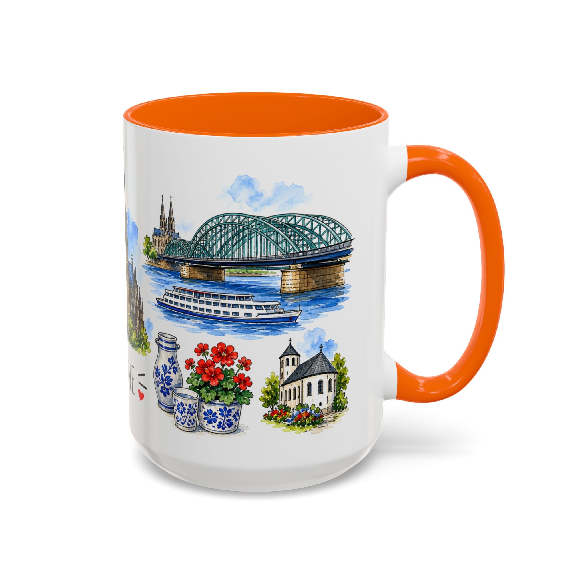 Cologne Illustrated Travel Mug | City Souvenir Accent Coffee Mug | 11oz 15oz Ceramic Cup