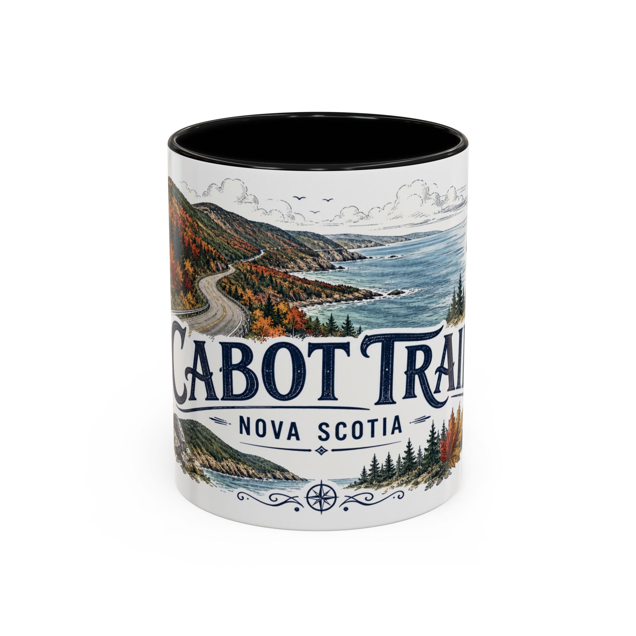 Cabot Trail Mug, Nova Scotia Travel Souvenir, Bucket List Gift, Accent Ceramic Coffee Mug 11oz 15oz