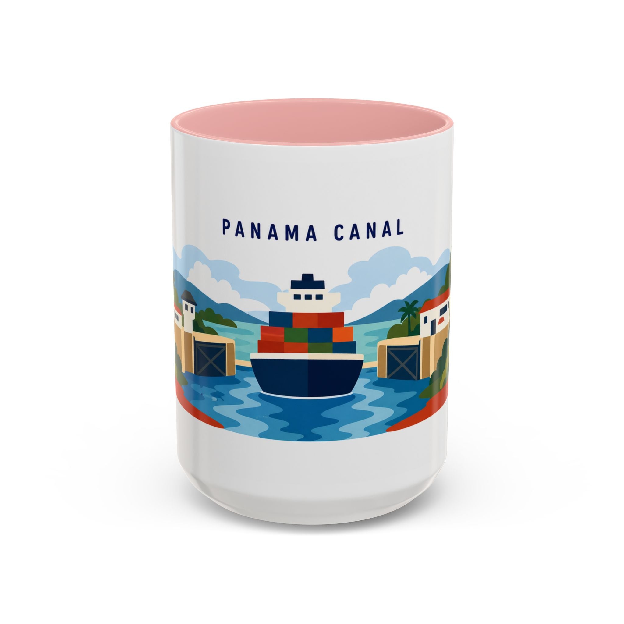Panama Canal Coffee Mug | Travel Destination Souvenir Gift | Accent Color Ceramic 11oz 15oz