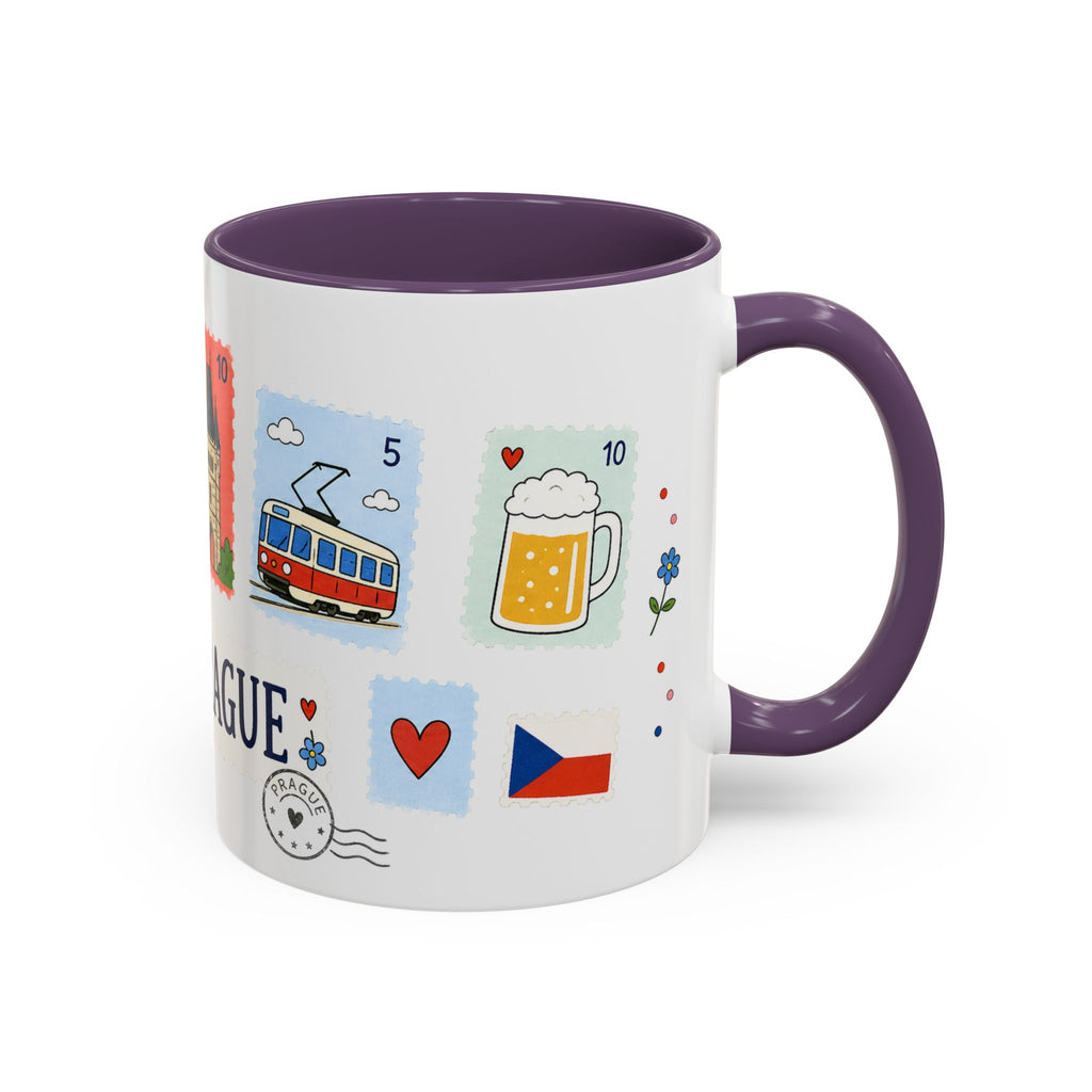 Prague Coffee Mug | Postage Stamp Collage Mug | Travel Souvenir Accent Cup 11oz 15oz