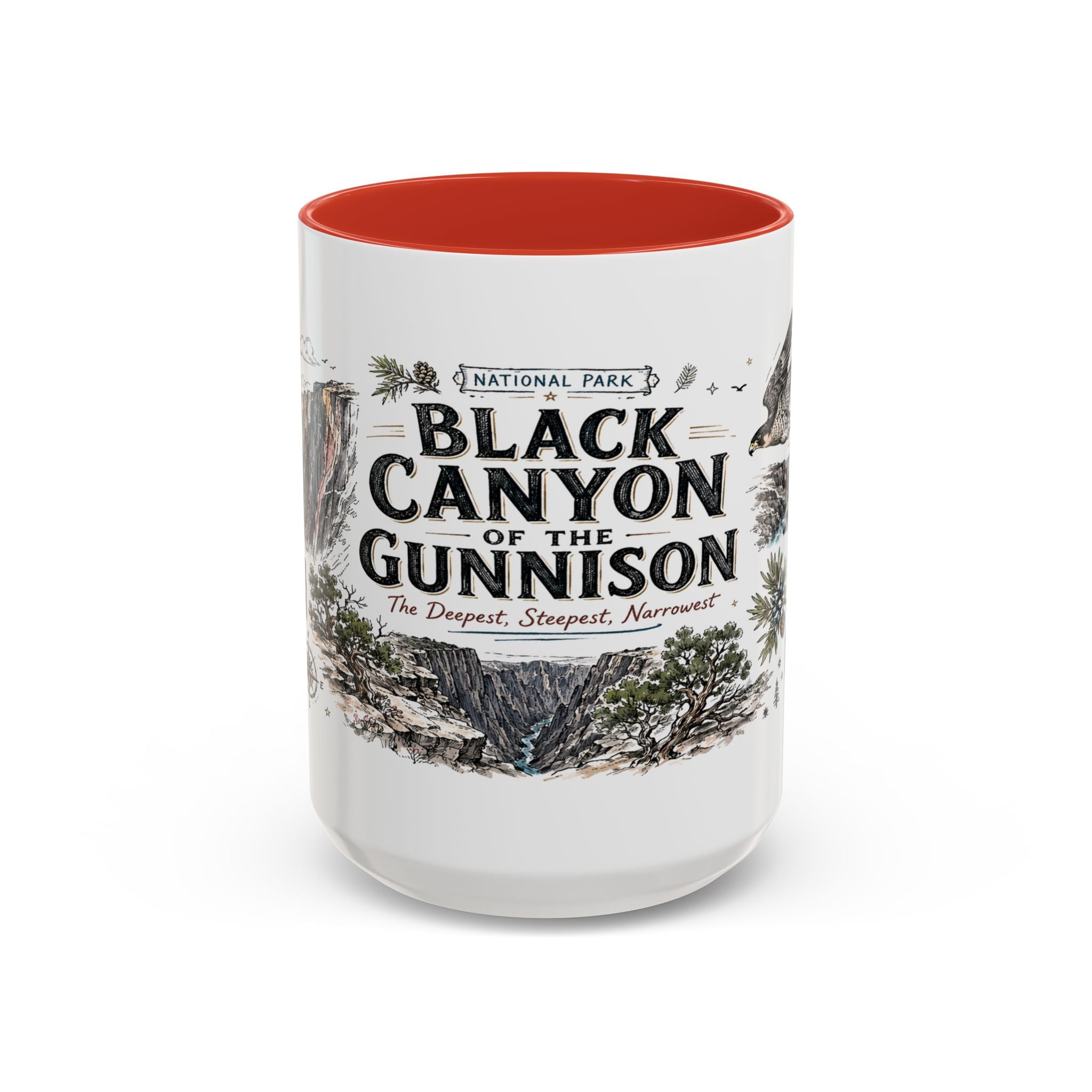 Black Canyon of the Gunnison National Park Coffee Mug | Colorado Deep Canyon Hiking Gift | Accent Color Ceramic 11oz 15oz