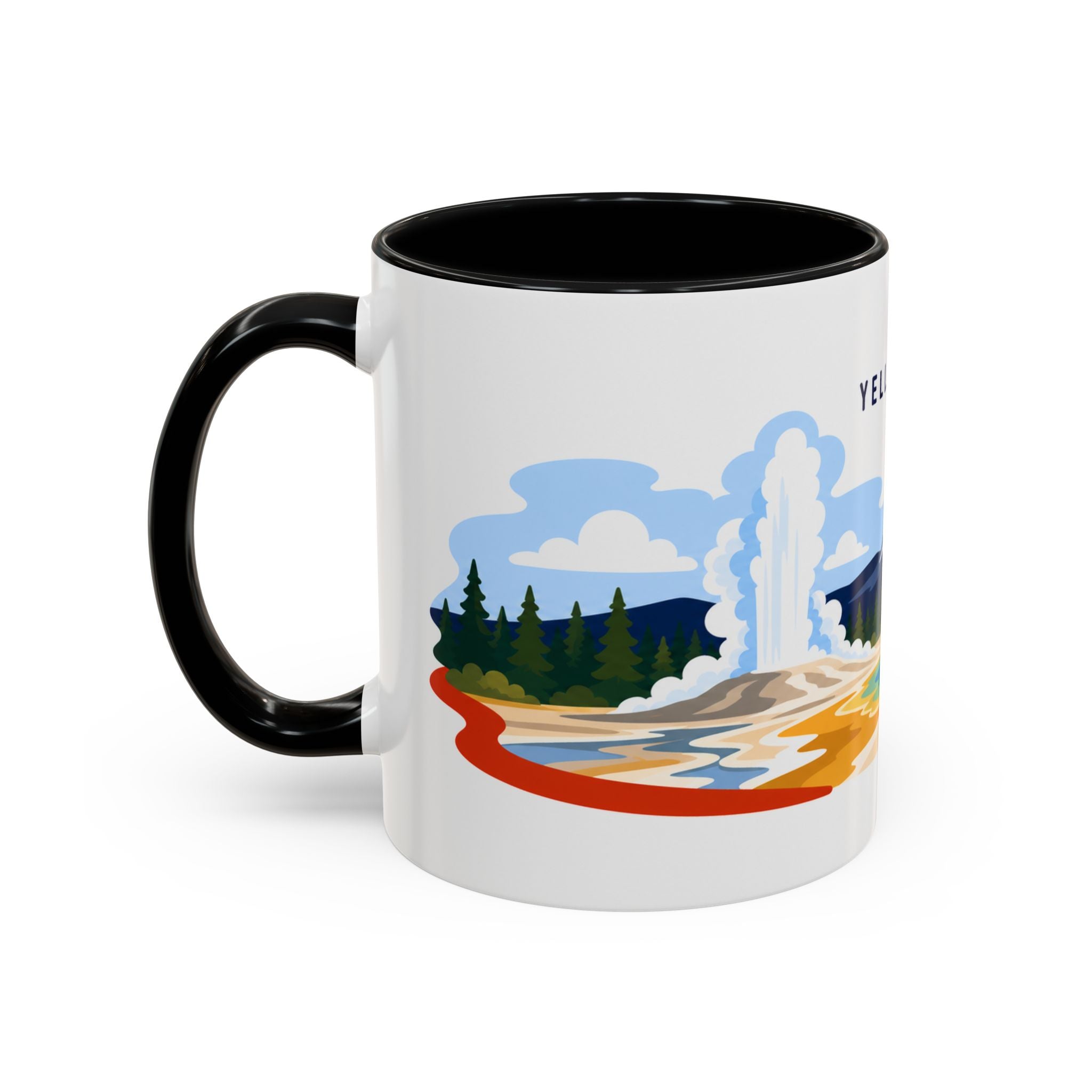 Yellowstone Coffee Mug | Travel Destination Souvenir Gift | Accent Color Ceramic 11oz 15oz