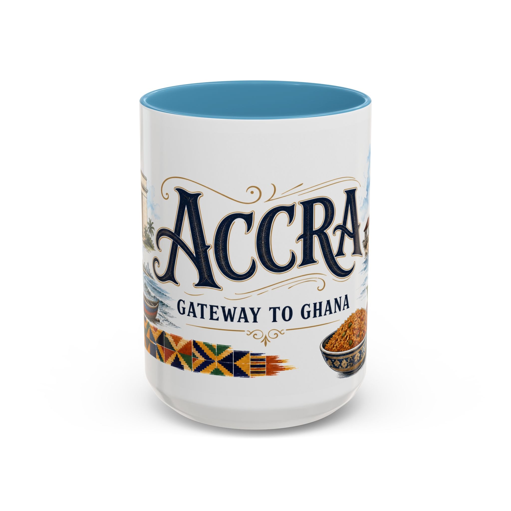 Accra Coffee Mug | Ghana Travel Souvenir | Vintage Illustrated City Gift | 11 oz 15 oz Accent Mug