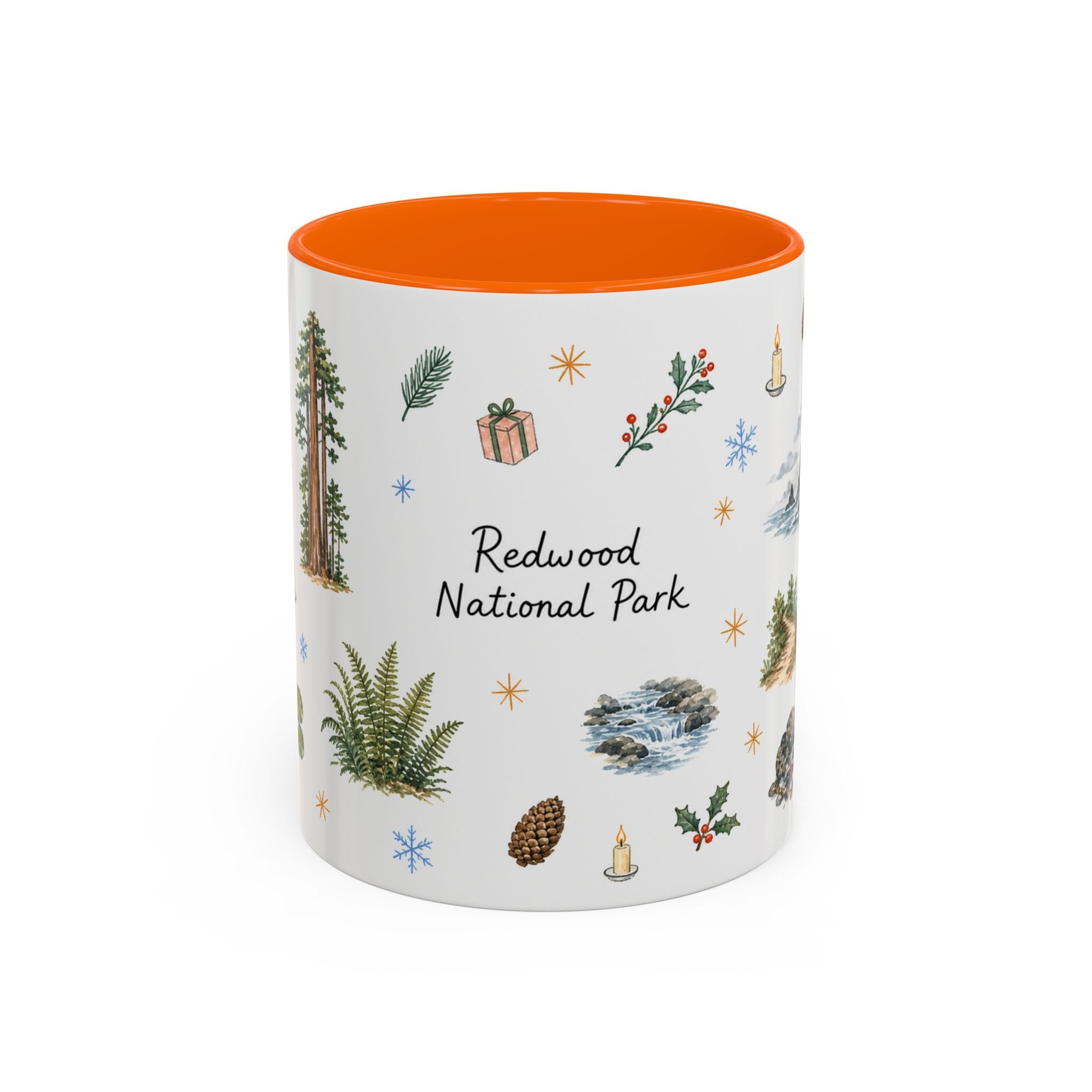Redwood National Park Christmas Mug | Watercolor Travel Souvenir | Holiday Gift | Accent Ceramic Coffee Cup 11oz 15oz