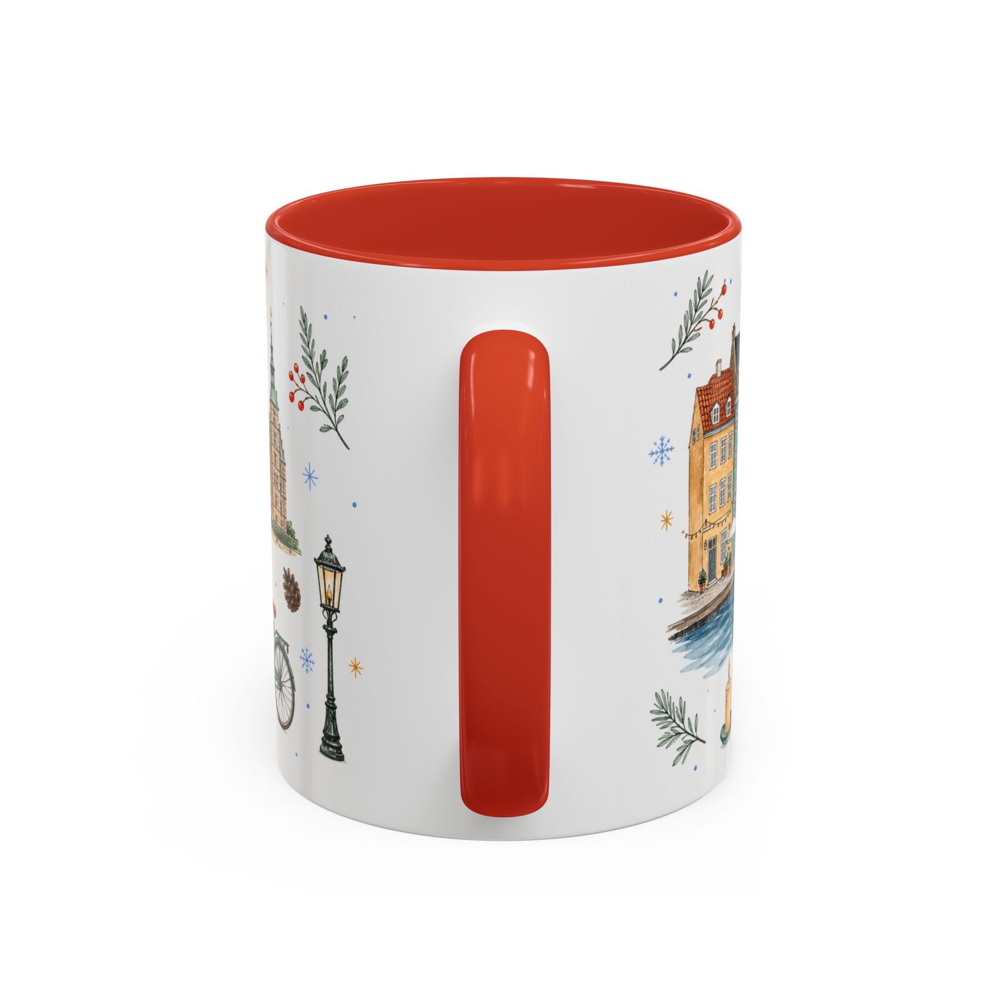 Copenhagen Christmas Mug | Watercolor Travel Souvenir | Holiday Gift | Accent Ceramic Coffee Cup 11oz 15oz