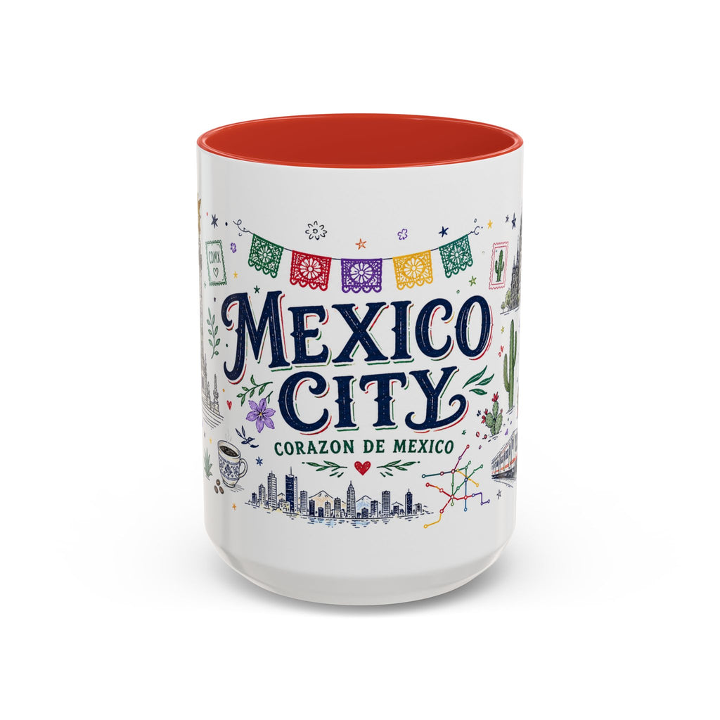 Mexico City Coffee Mug | Mexico Souvenir Travel Gift | Accent Color Ceramic 11oz 15oz