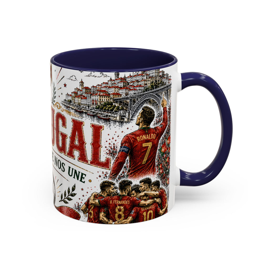 Portugal Soccer Coffee Mug | World Cup Fan Gift | Accent Color Ceramic 11oz 15oz Match Day Cup