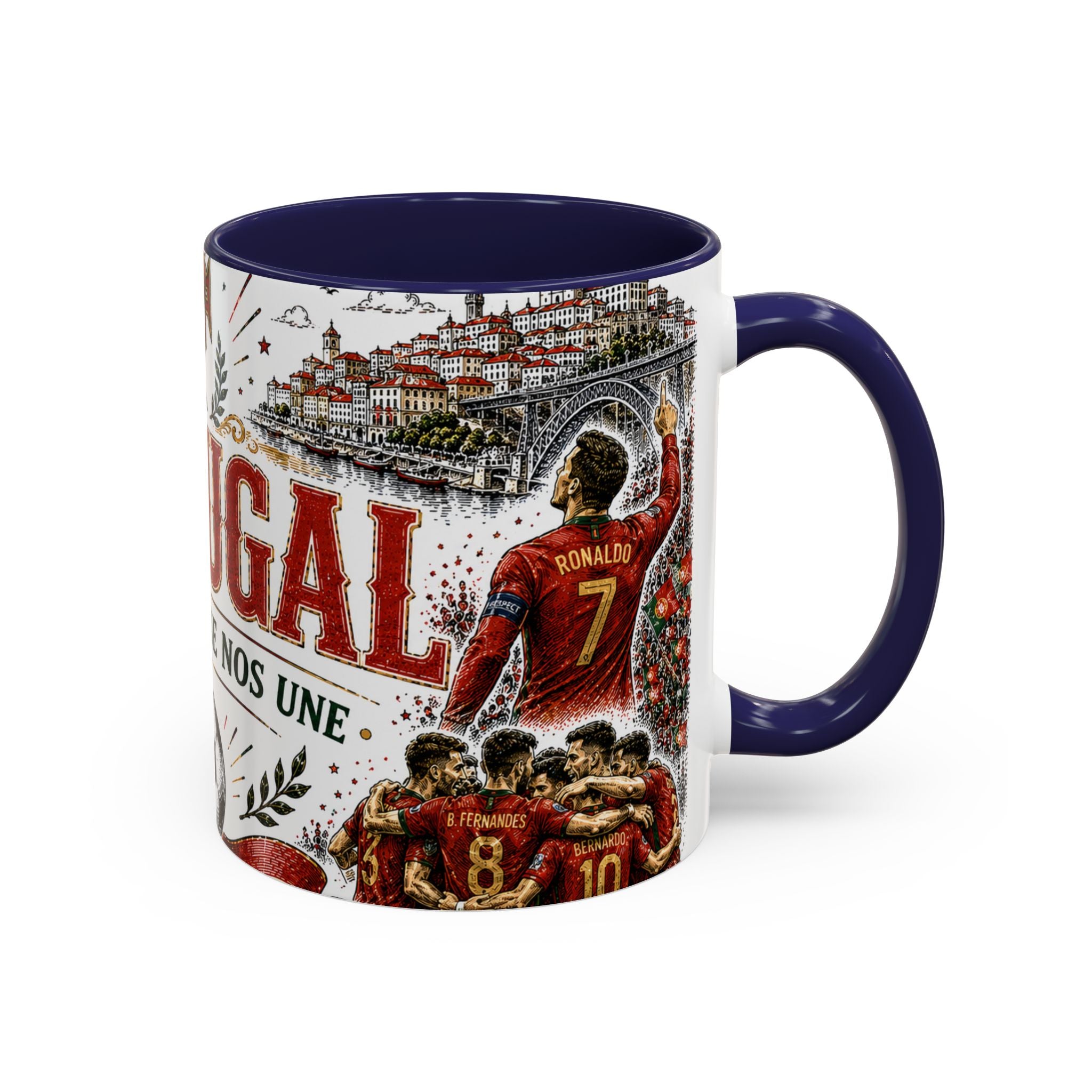 Portugal Soccer Coffee Mug | World Cup Fan Gift | Accent Color Ceramic 11oz 15oz Match Day Cup