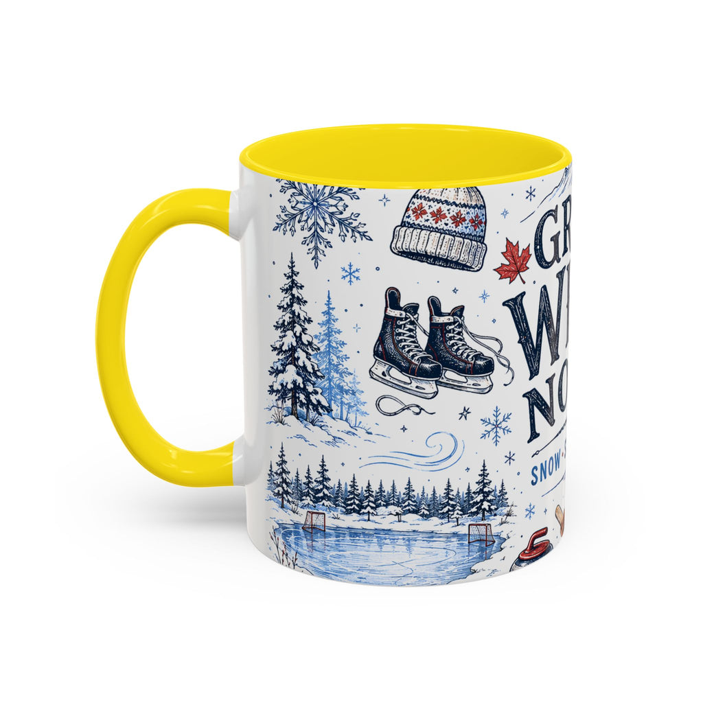 Great White North Coffee Mug | Canadian Pride Gift | Accent Color Ceramic 11oz 15oz