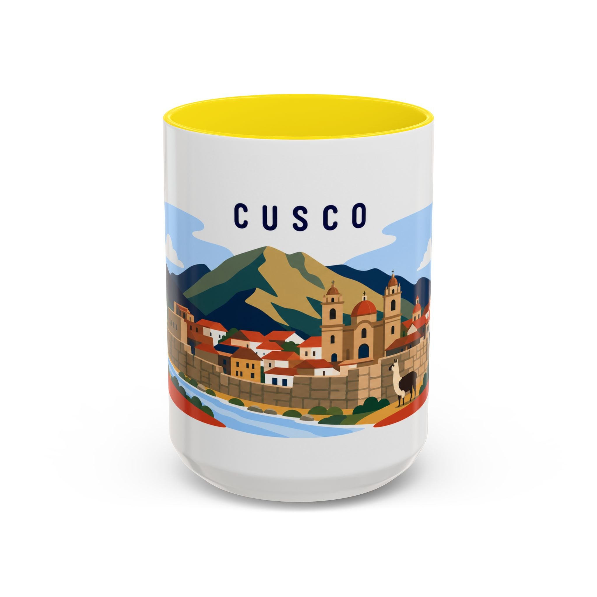 Cusco Coffee Mug | Travel Destination Souvenir Gift | Accent Color Ceramic 11oz 15oz