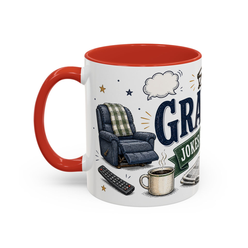 Grandpa's Jokes Are Legendary Coffee Mug | Funny Gift From Grandkids | Accent Ceramic 11oz 15oz