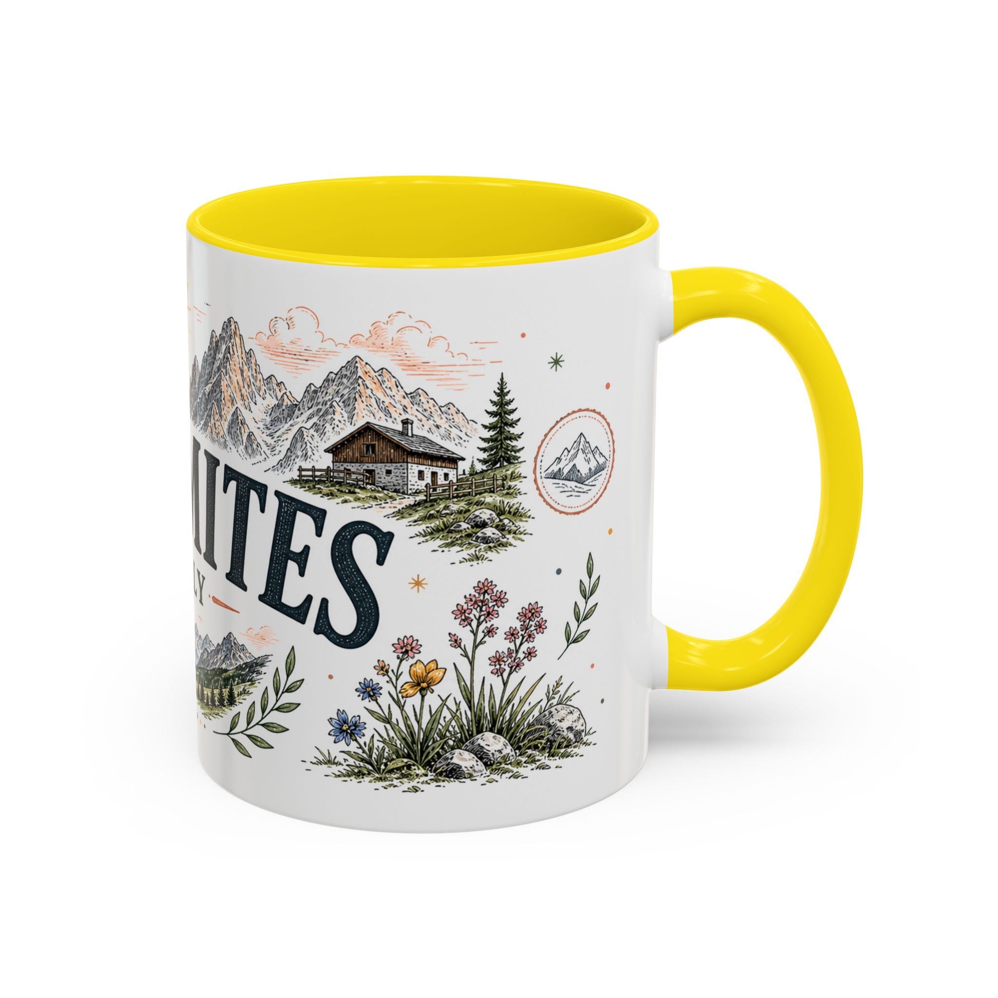 Dolomites Coffee Mug | Travel Destination Souvenir Gift | Accent Color Ceramic 11oz 15oz