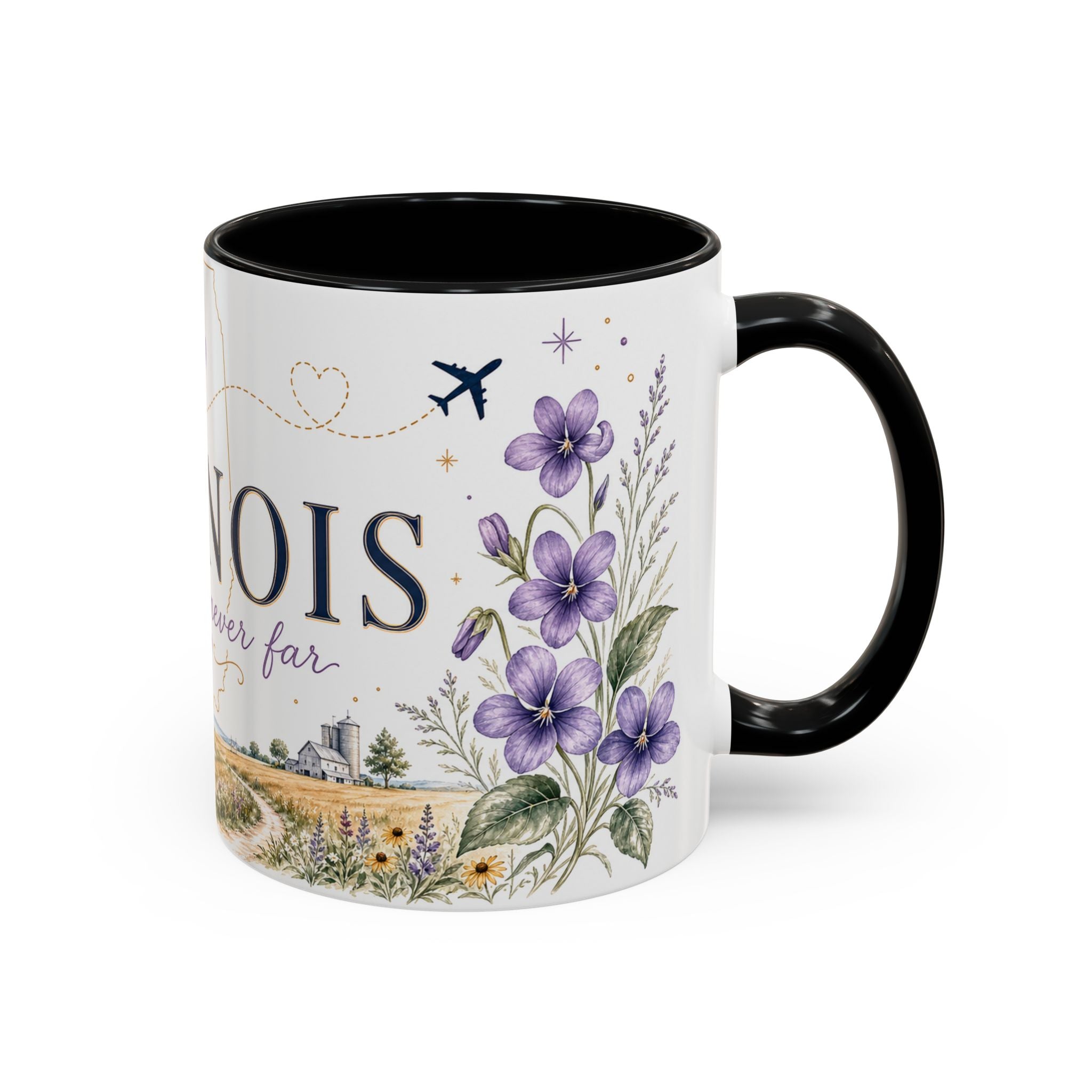 Illinois State Map Mug | Botanical Travel Sketch, Moving Away Gift (11oz 15oz)