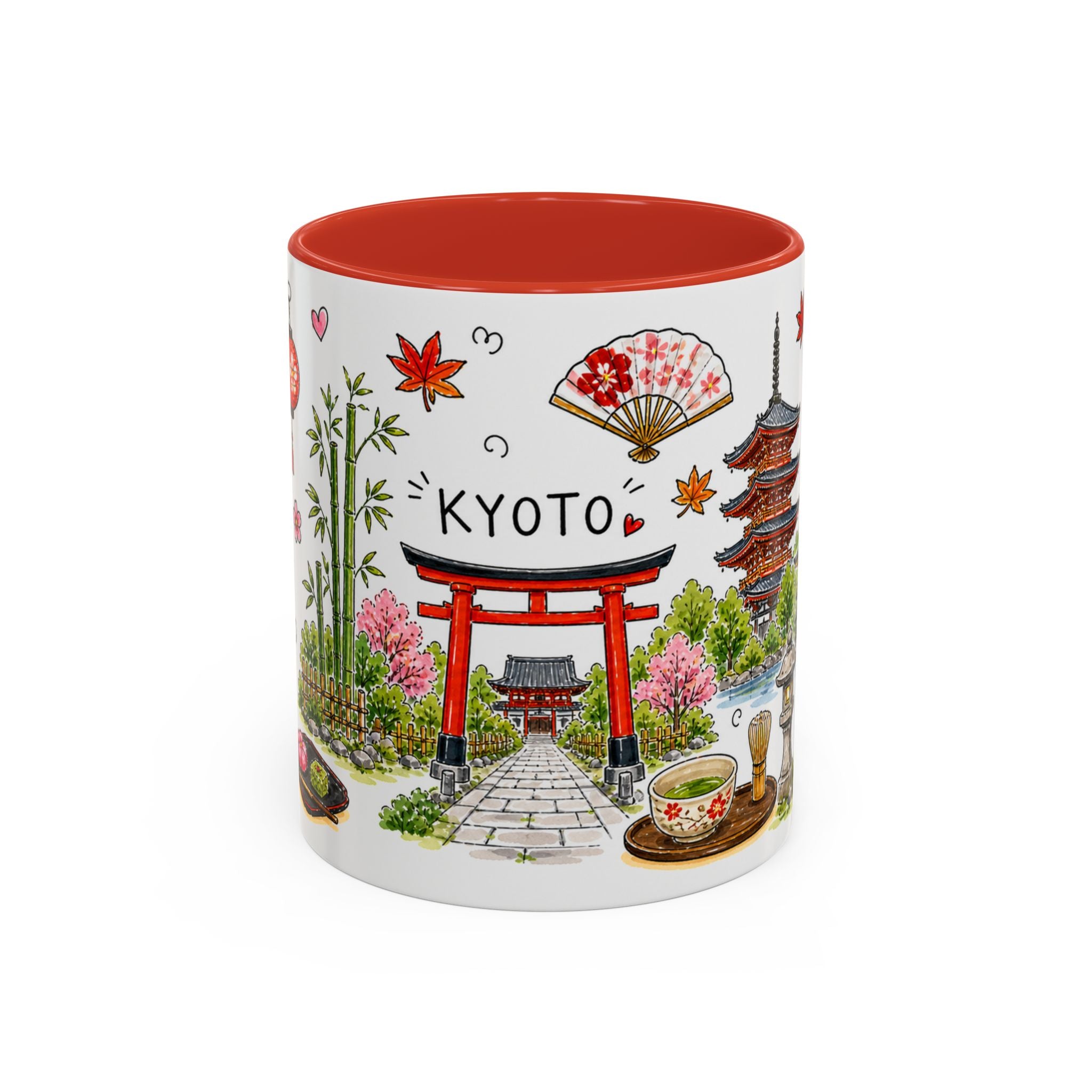Kyoto Illustrated Travel Mug | City Souvenir Accent Coffee Mug | 11oz 15oz Ceramic Cup