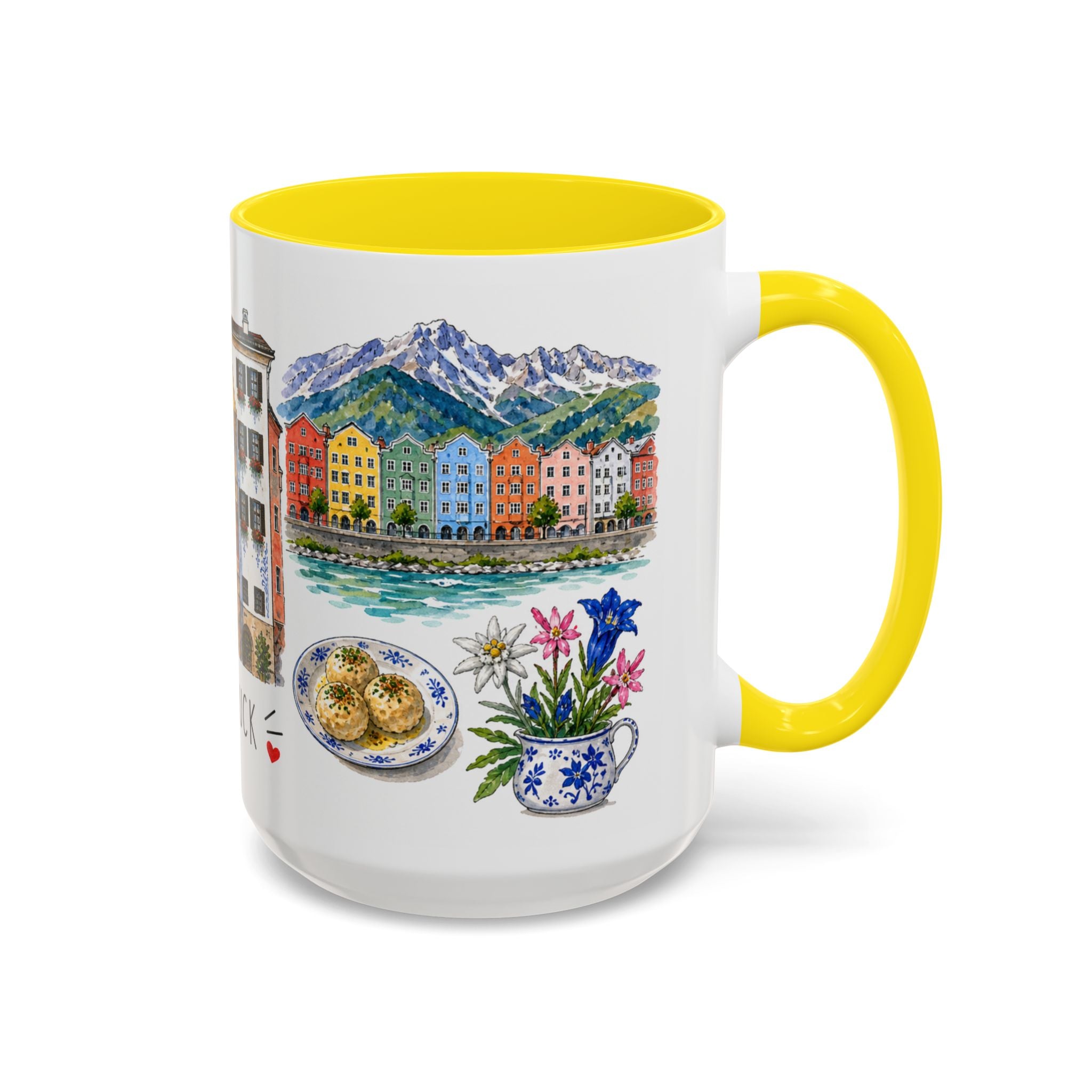 Innsbruck Illustrated Travel Mug | City Souvenir Accent Coffee Mug | 11oz 15oz Ceramic Cup