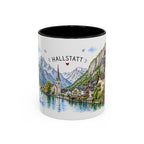 Hallstatt Illustrated Travel Mug | Austria Souvenir Accent Coffee Mug | 11oz 15oz Ceramic Cup