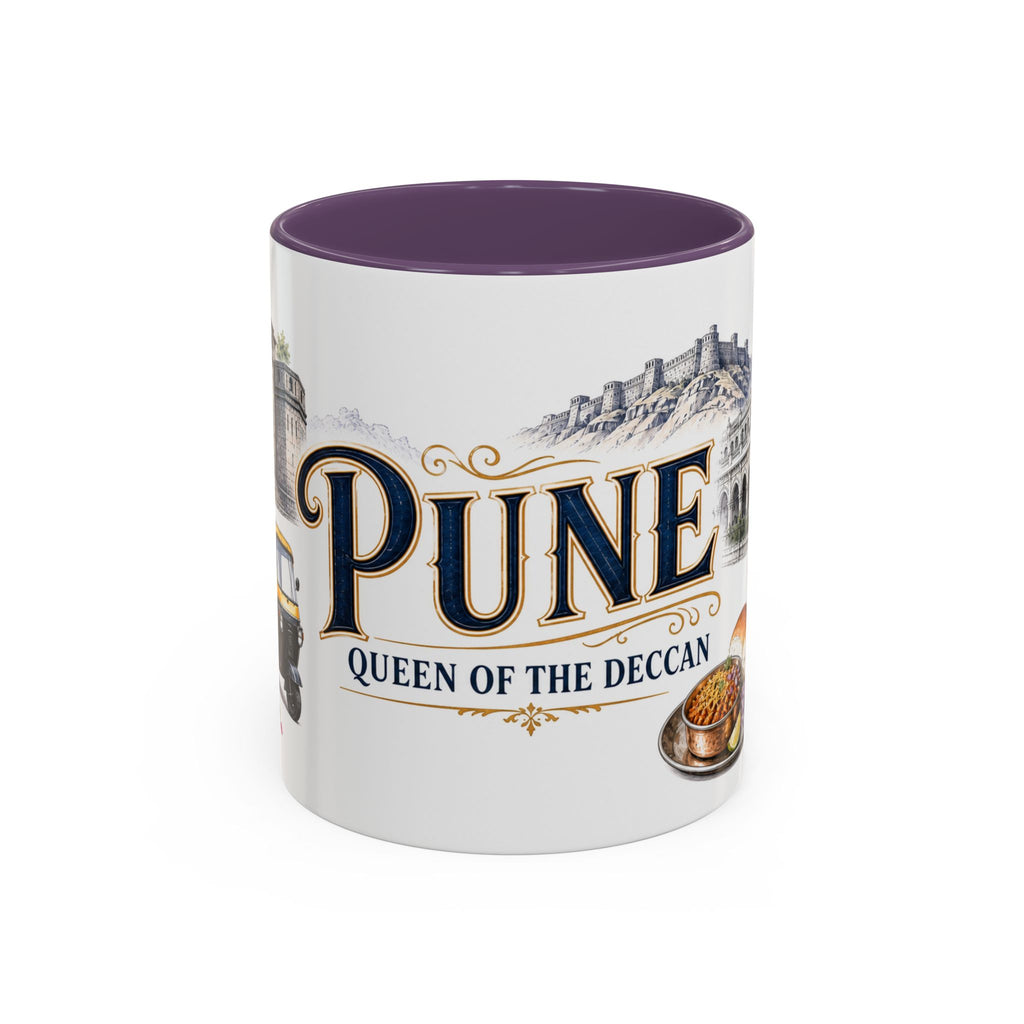 Pune Coffee Mug | India Travel Souvenir | Vintage Illustrated City Gift | 11 oz 15 oz Accent Mug