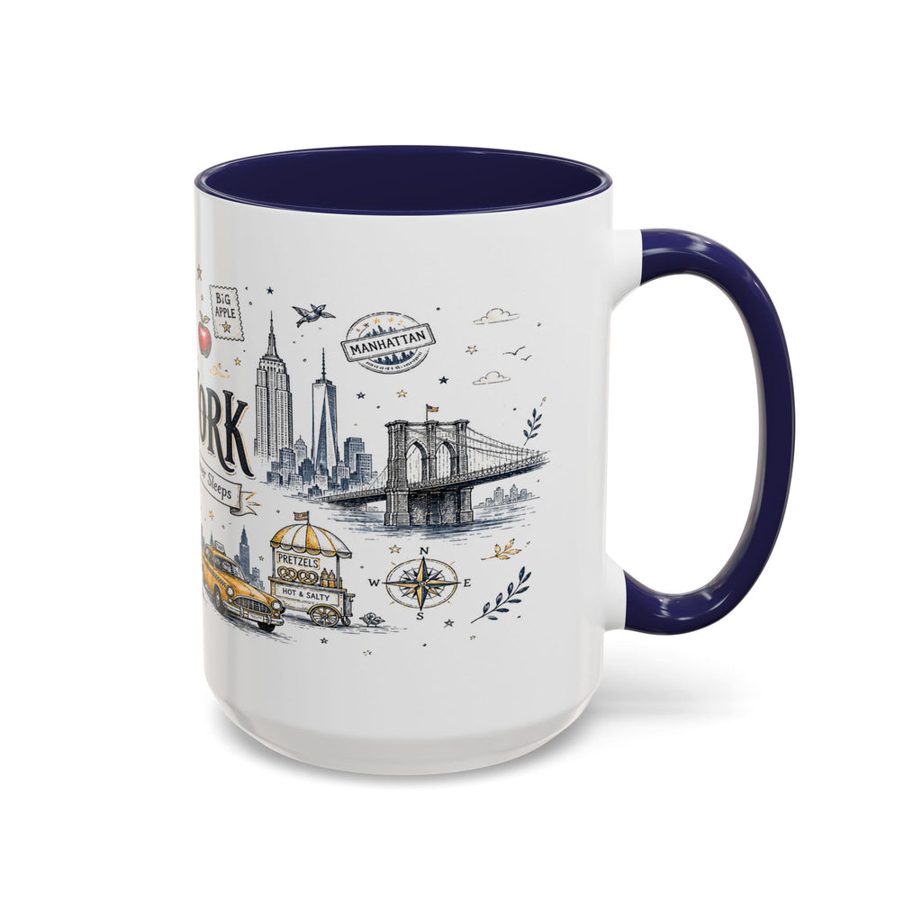 New York City Coffee Mug | New York Souvenir Travel Gift | Accent Color Ceramic 11oz 15oz