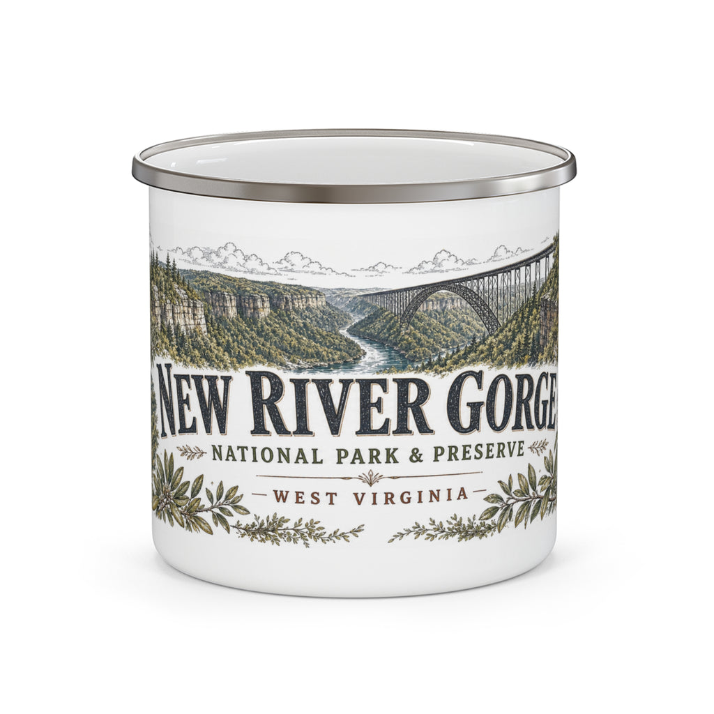 New River Gorge National Park and Preserve Vintage Enamel Camping Mug | 12oz National Park Hiking Gift