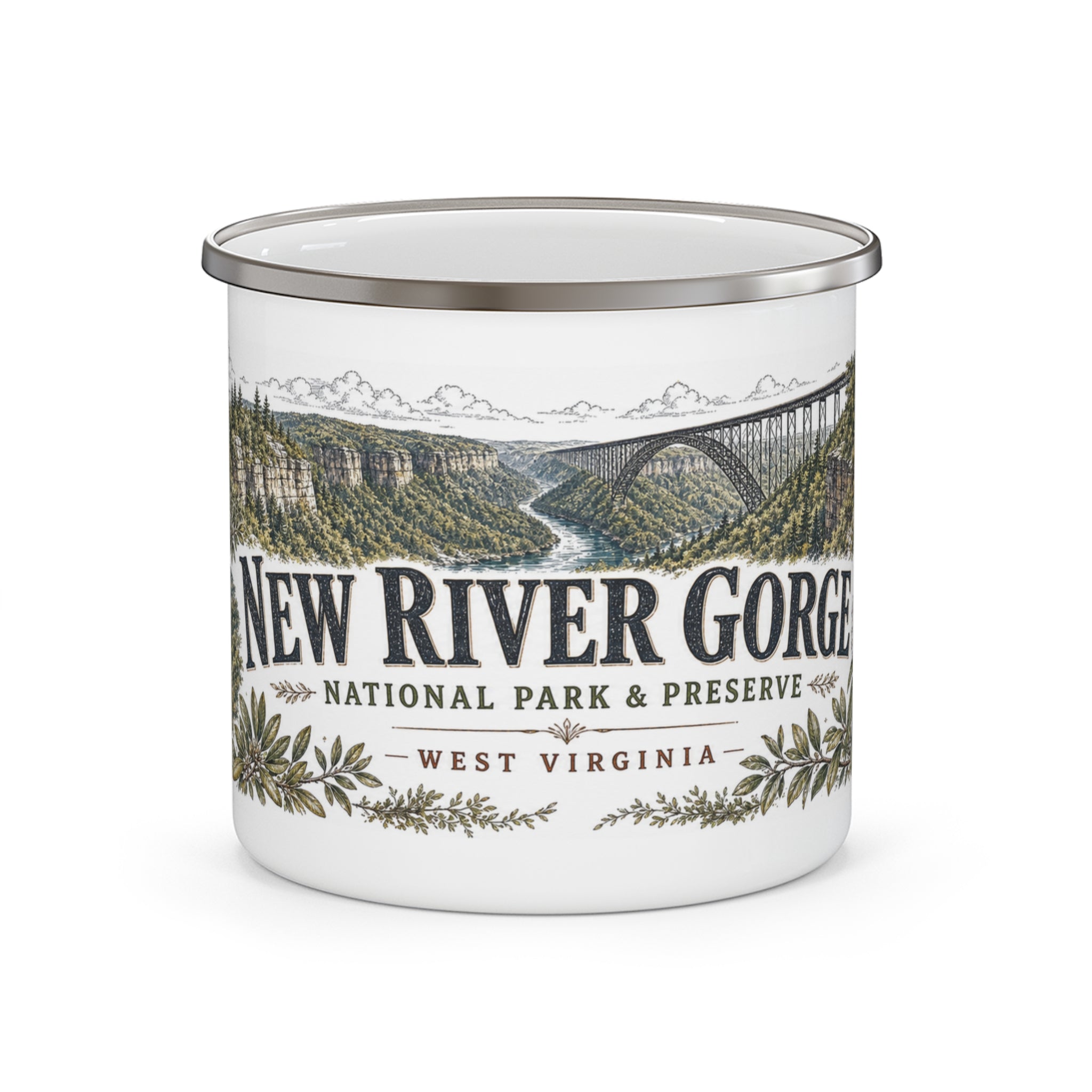 New River Gorge National Park and Preserve Vintage Enamel Camping Mug | 12oz National Park Hiking Gift