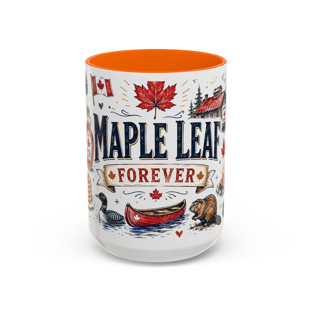 Maple Leaf Forever Coffee Mug | Canadian Pride Gift | Accent Color Ceramic 11oz 15oz