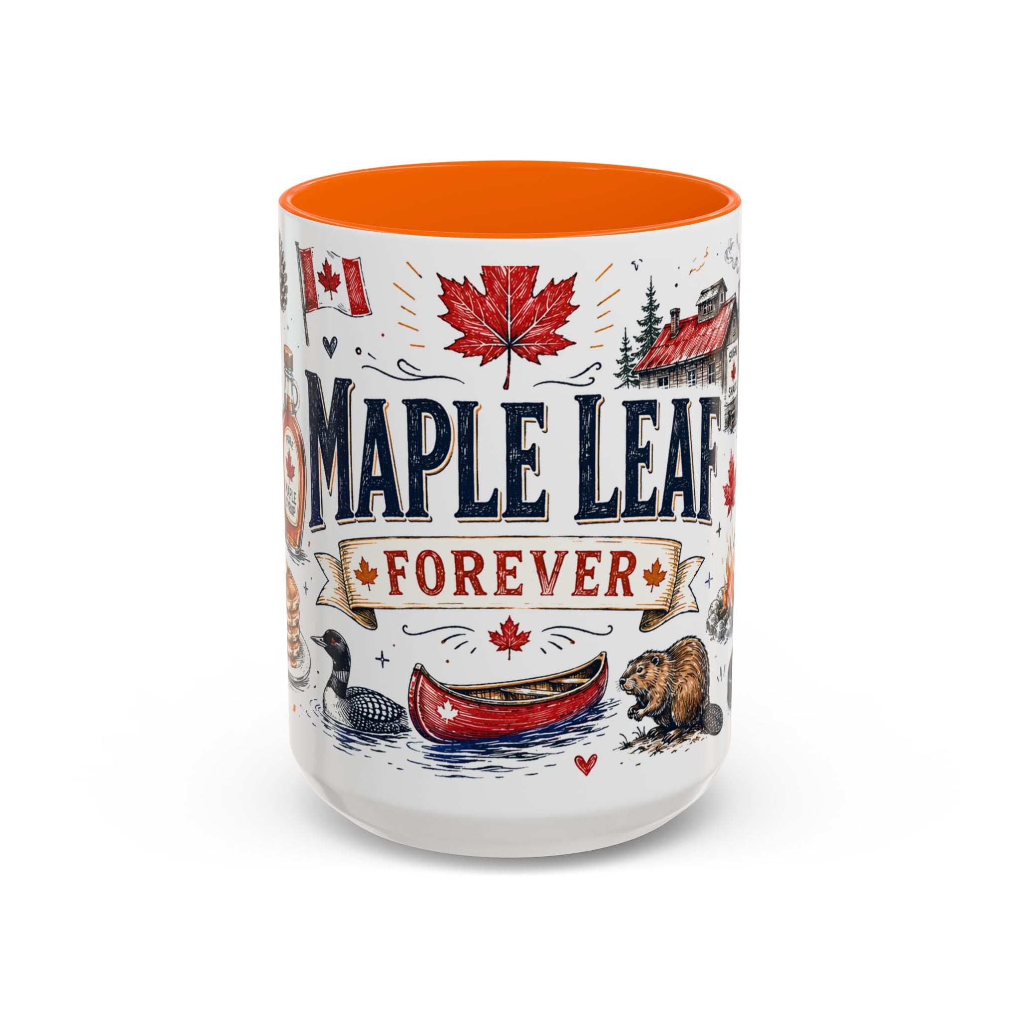 Maple Leaf Forever Coffee Mug | Canadian Pride Gift | Accent Color Ceramic 11oz 15oz