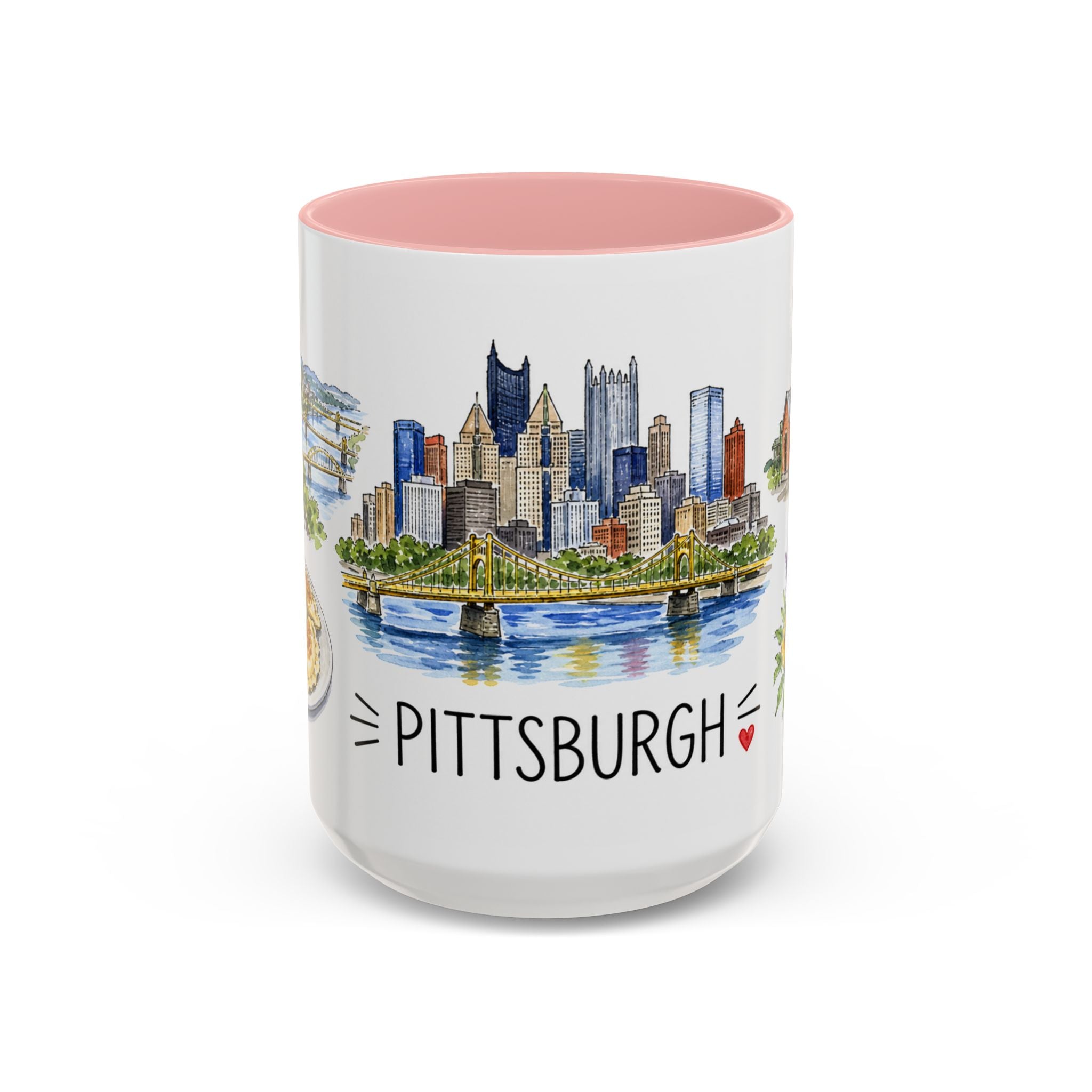 Pittsburgh Illustrated Travel Mug | City Souvenir Accent Coffee Mug | 11oz 15oz Ceramic Cup