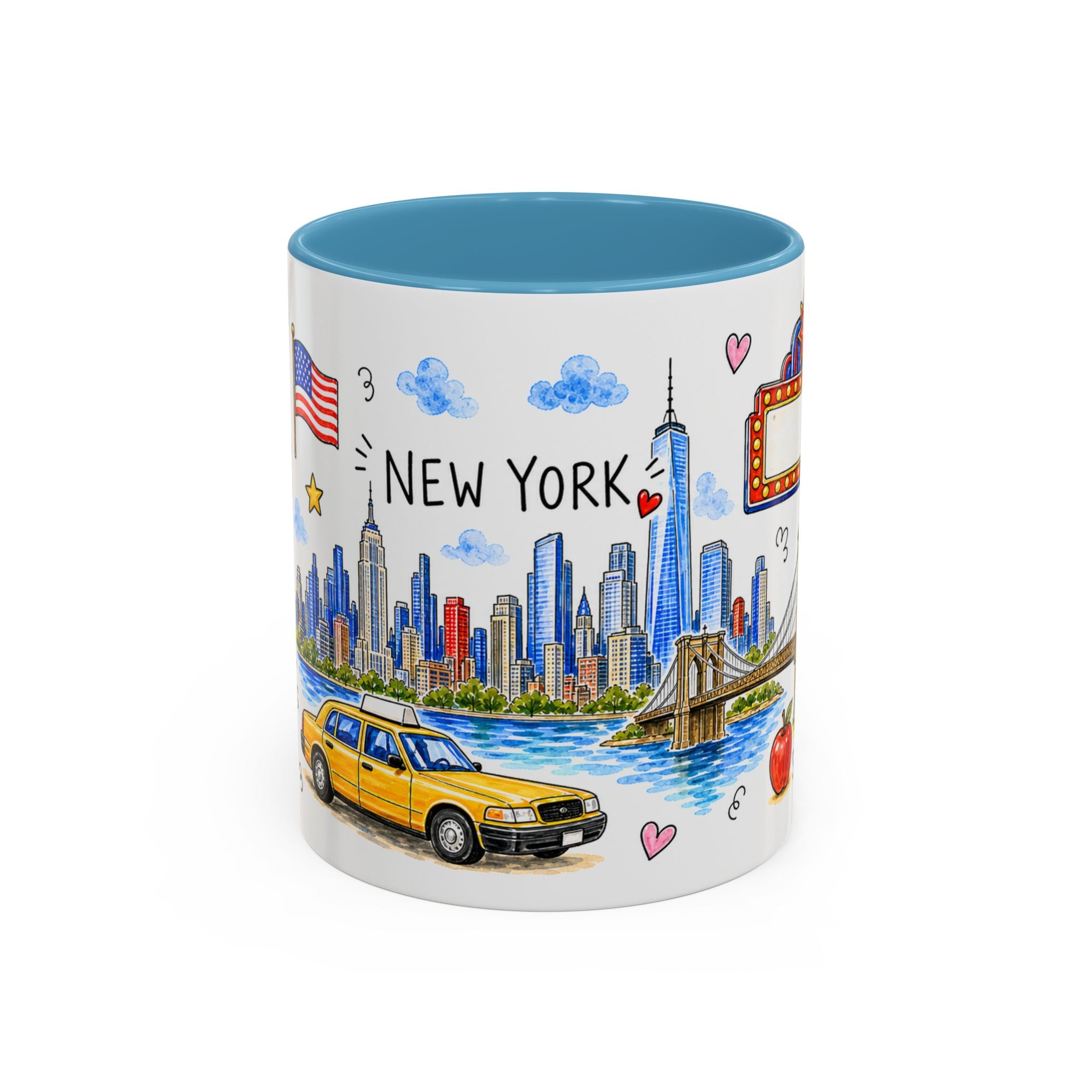 New York City Illustrated Travel Mug | City Souvenir Accent Coffee Mug | 11oz 15oz Ceramic Cup