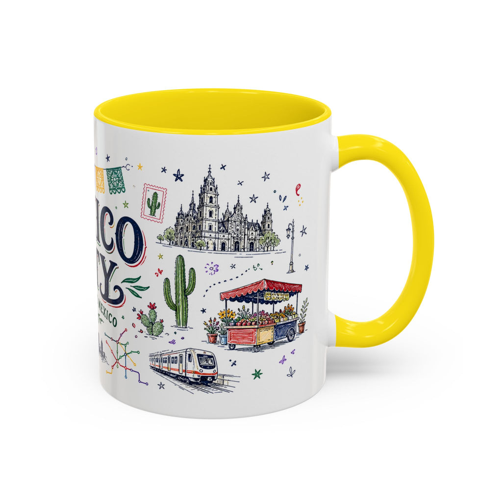 Mexico City Coffee Mug | Mexico Souvenir Travel Gift | Accent Color Ceramic 11oz 15oz