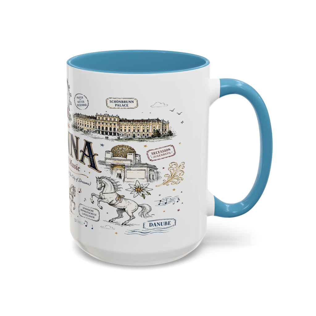 Vienna Coffee Mug | Austria Souvenir Travel Gift | Accent Color Ceramic 11oz 15oz