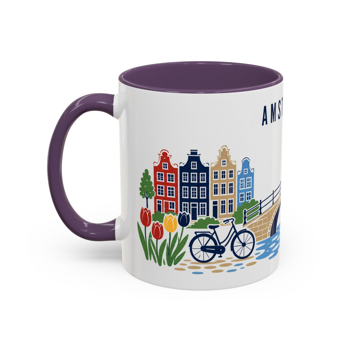 Amsterdam Coffee Mug | Netherlands Travel Souvenir | Porcelain Decal City Gift | 11oz 15oz Accent Mug