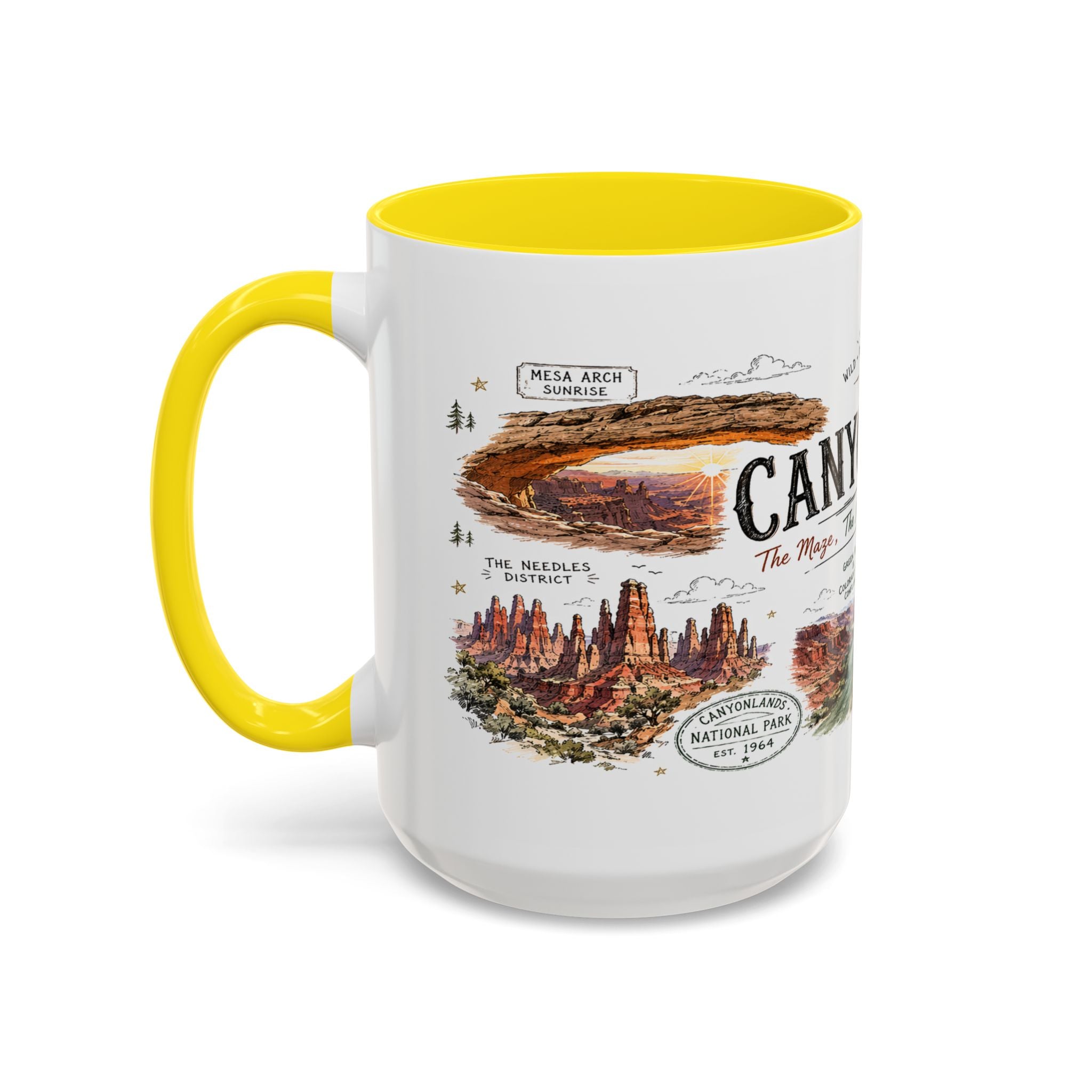 Canyonlands National Park Coffee Mug | Utah Red Rock Desert River Gift | Accent Color Ceramic 11oz 15oz