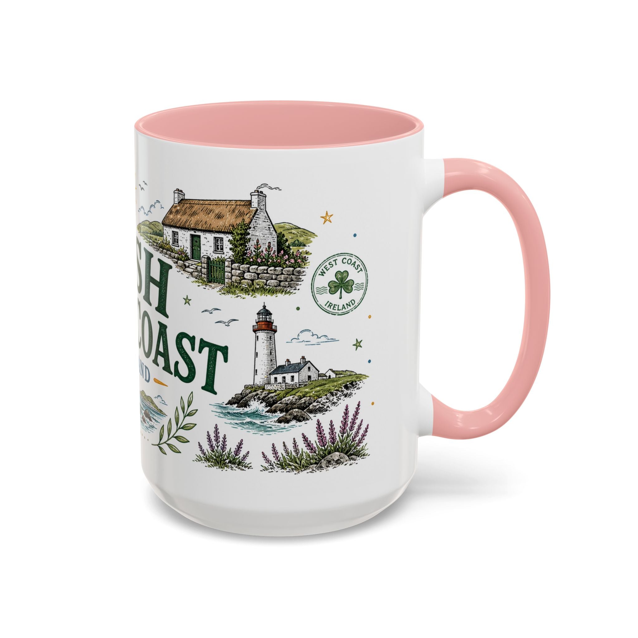 Irish West Coast Coffee Mug | Travel Destination Souvenir Gift | Accent Color Ceramic 11oz 15oz
