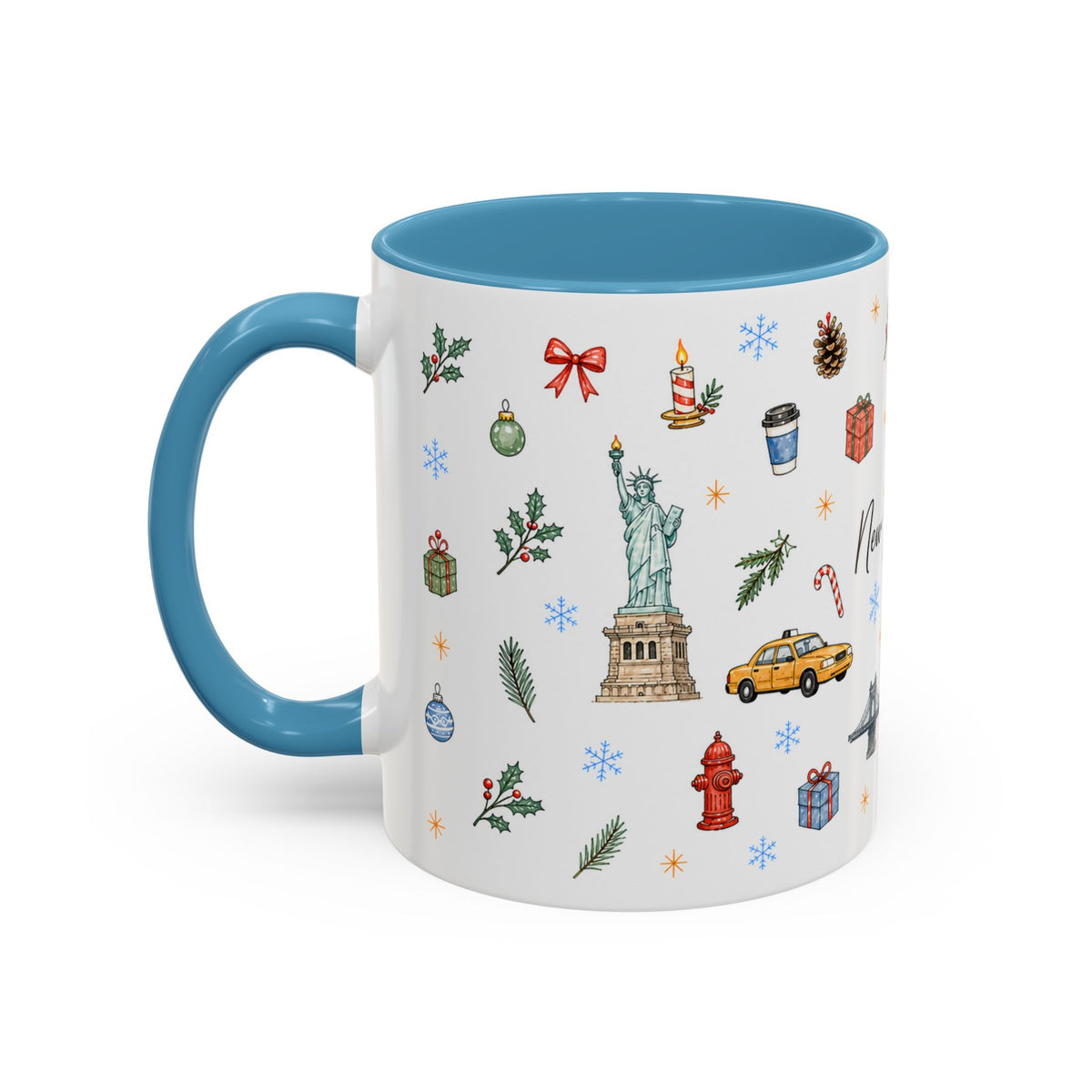 New York City Christmas Mug | Watercolor City Souvenir | Ceramic Coffee Cup