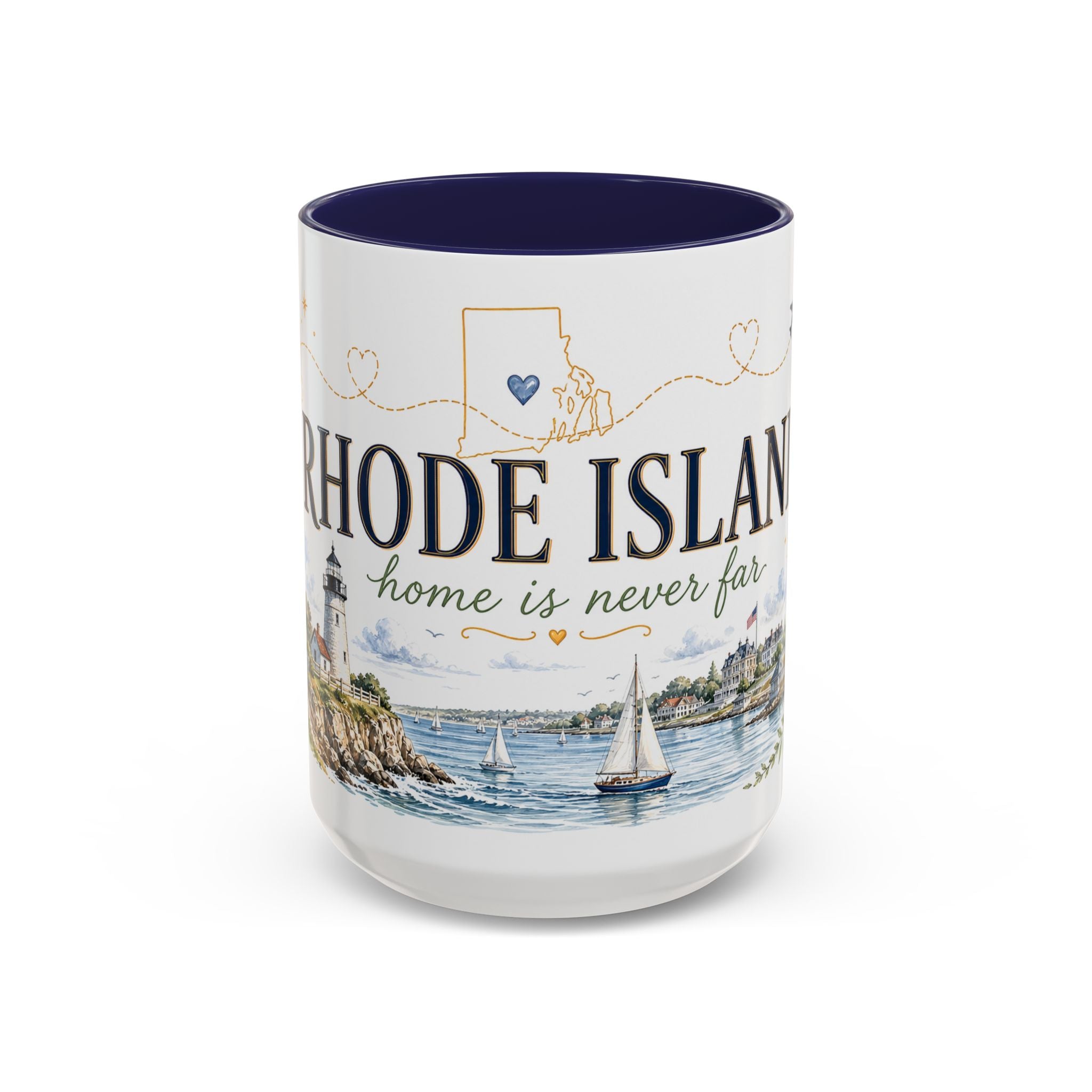 Rhode Island State Map Mug | Botanical Seaside Accent Cup (11oz or 15oz)