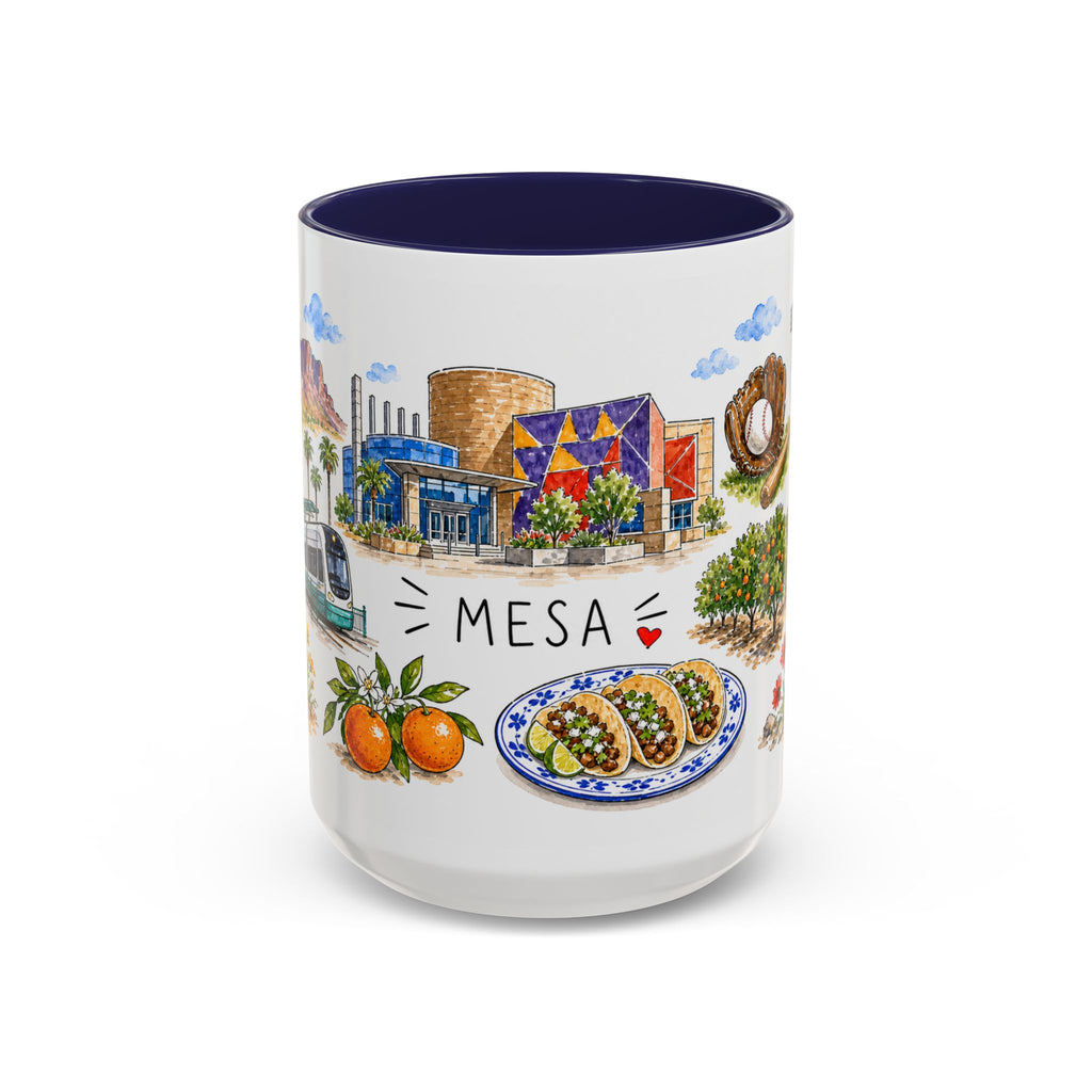 Mesa Illustrated Travel Mug | City Souvenir Accent Coffee Mug | 11oz 15oz Ceramic Cup