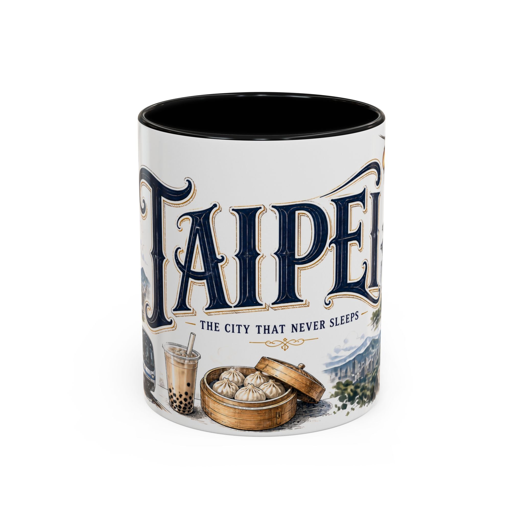 Taipei Coffee Mug | Taiwan Travel Souvenir | Vintage Illustrated City Gift | 11 oz 15 oz Accent Mug