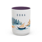 Doha Coffee Mug | Qatar Travel Souvenir | Porcelain Decal City Gift | 11oz 15oz Accent Mug