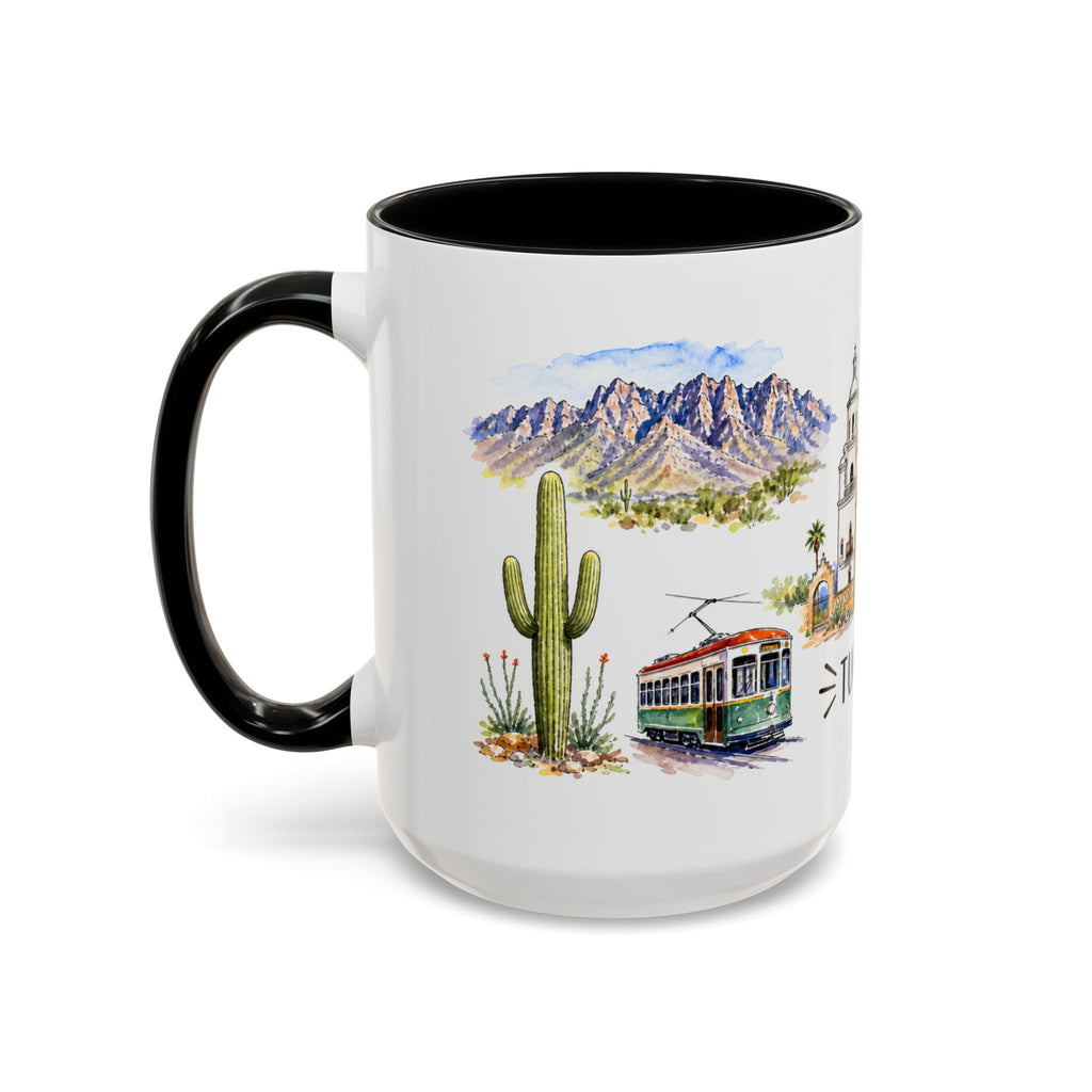 Tucson Illustrated Travel Mug | City Souvenir Accent Coffee Mug | 11oz 15oz Ceramic Cup