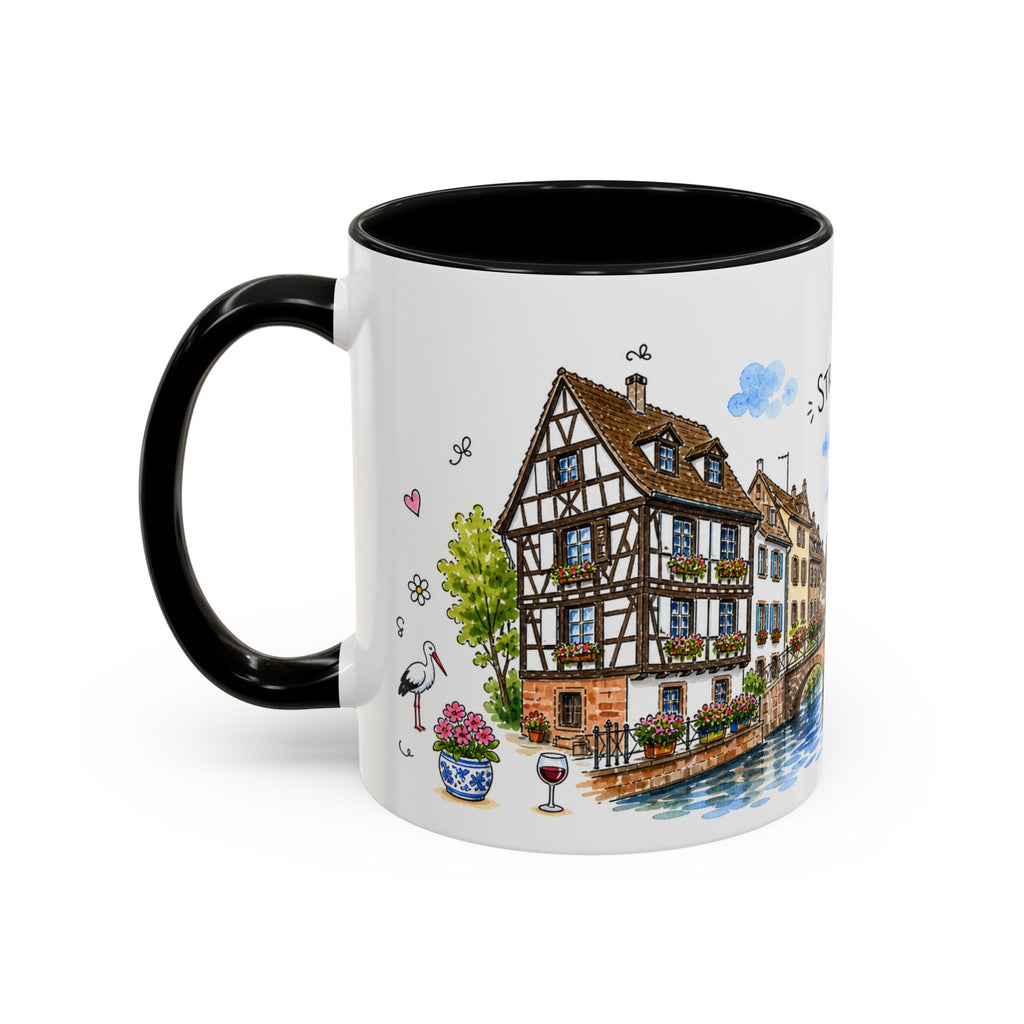 Strasbourg Illustrated Travel Mug | France Souvenir Accent Coffee Mug | 11oz 15oz Ceramic Cup