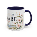 Delaware State Map Mug | Botanical Beach Accent Coffee Cup (11oz/15oz)