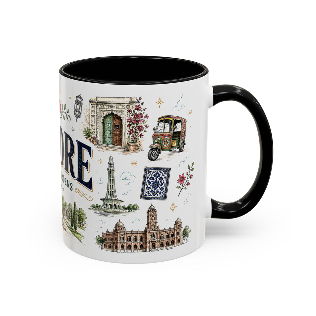 Lahore Coffee Mug | Pakistan Souvenir Travel Gift | Accent Color Ceramic 11oz 15oz