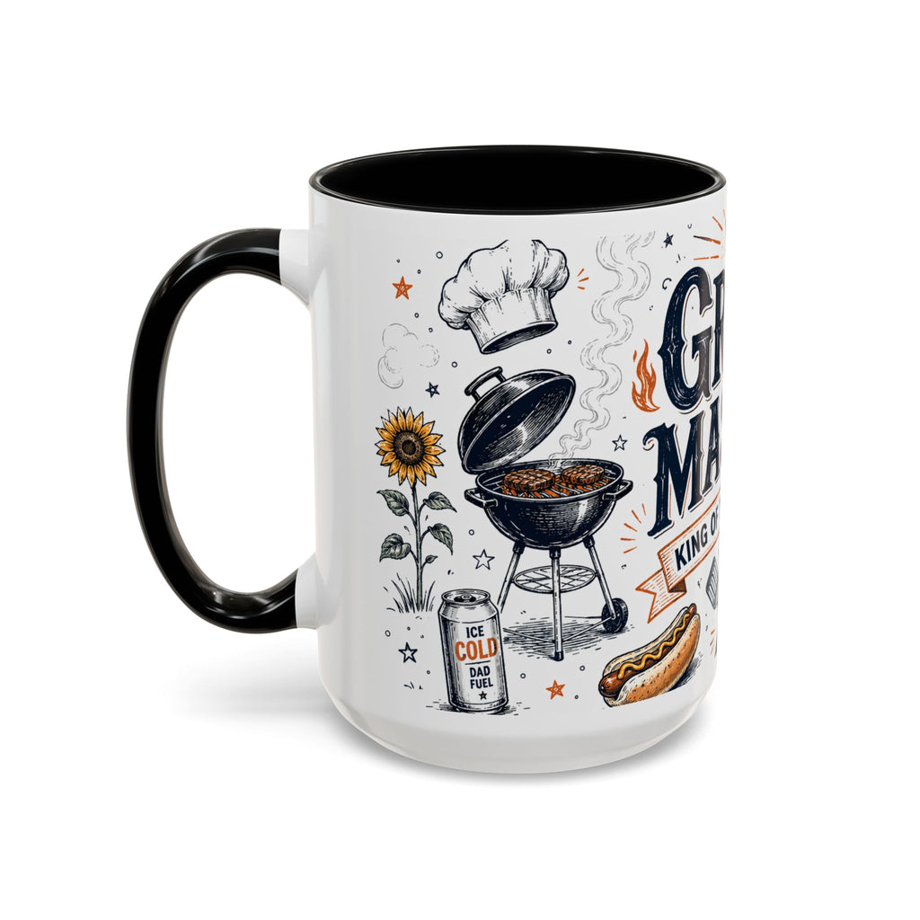 Grill Master Coffee Mug | Father's Day Gift for Dad | Accent Color Ceramic 11oz 15oz