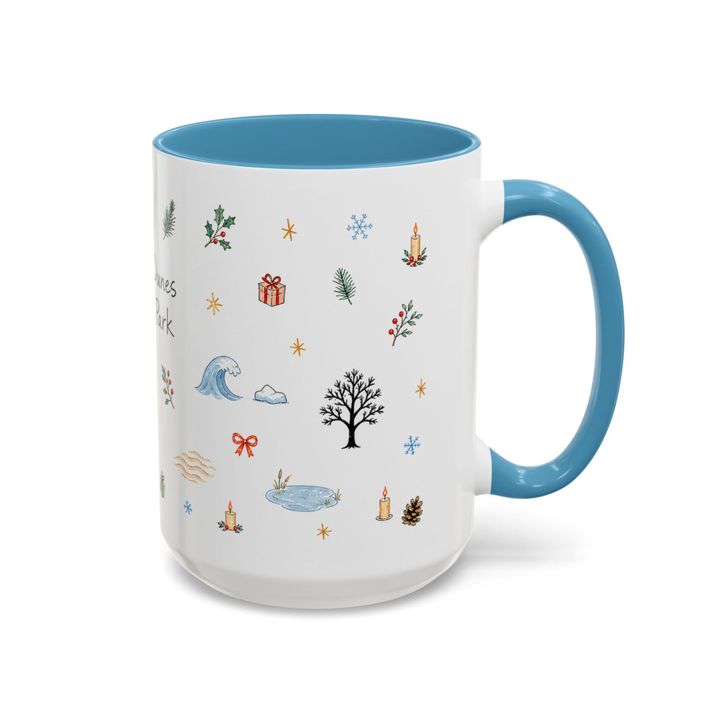 Indiana Dunes National Park Christmas Mug | Watercolor Travel Souvenir | Holiday Gift | Accent Ceramic Coffee Cup 11oz 15oz