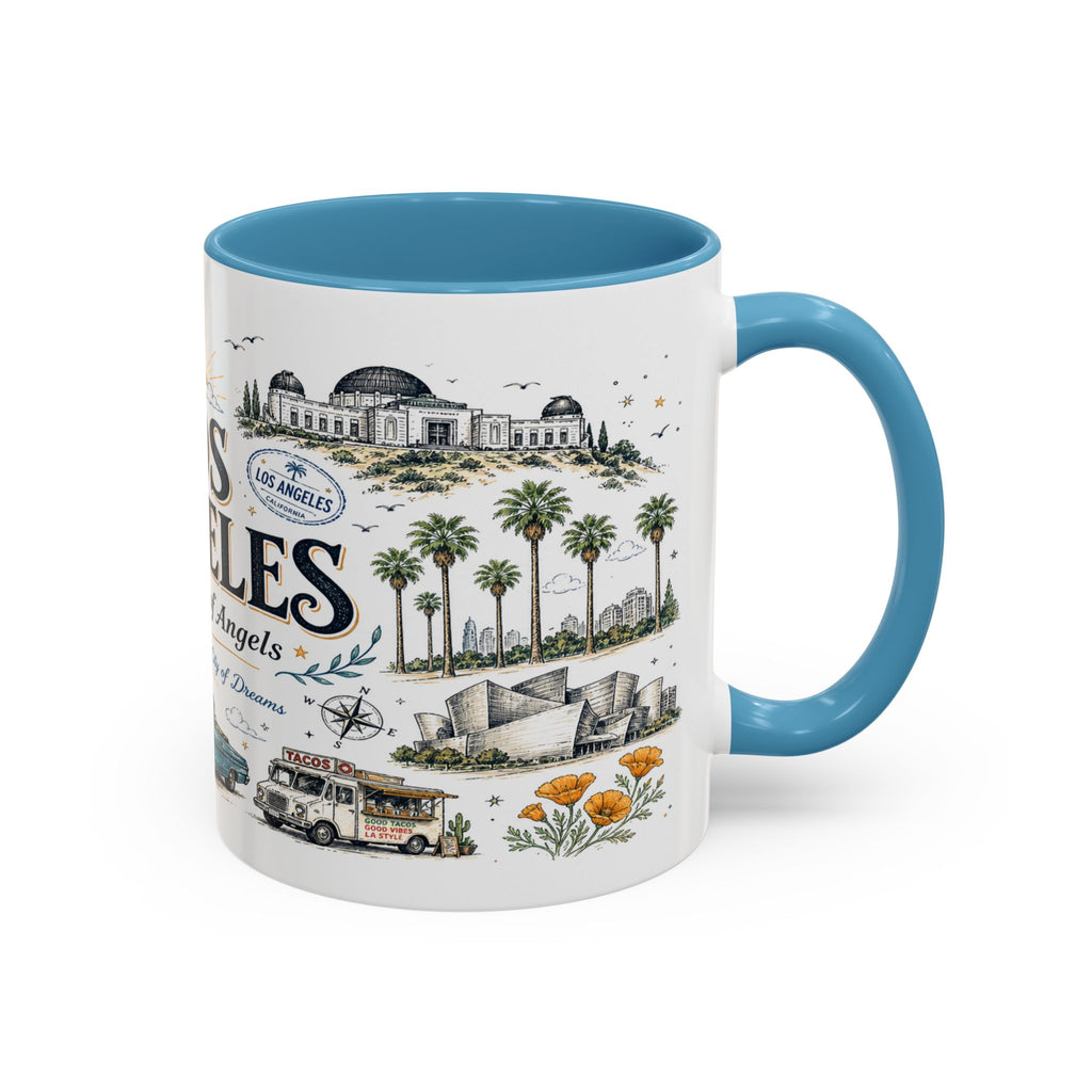 Los Angeles Coffee Mug | California Souvenir City Gift | Accent Color Ceramic 11oz 15oz